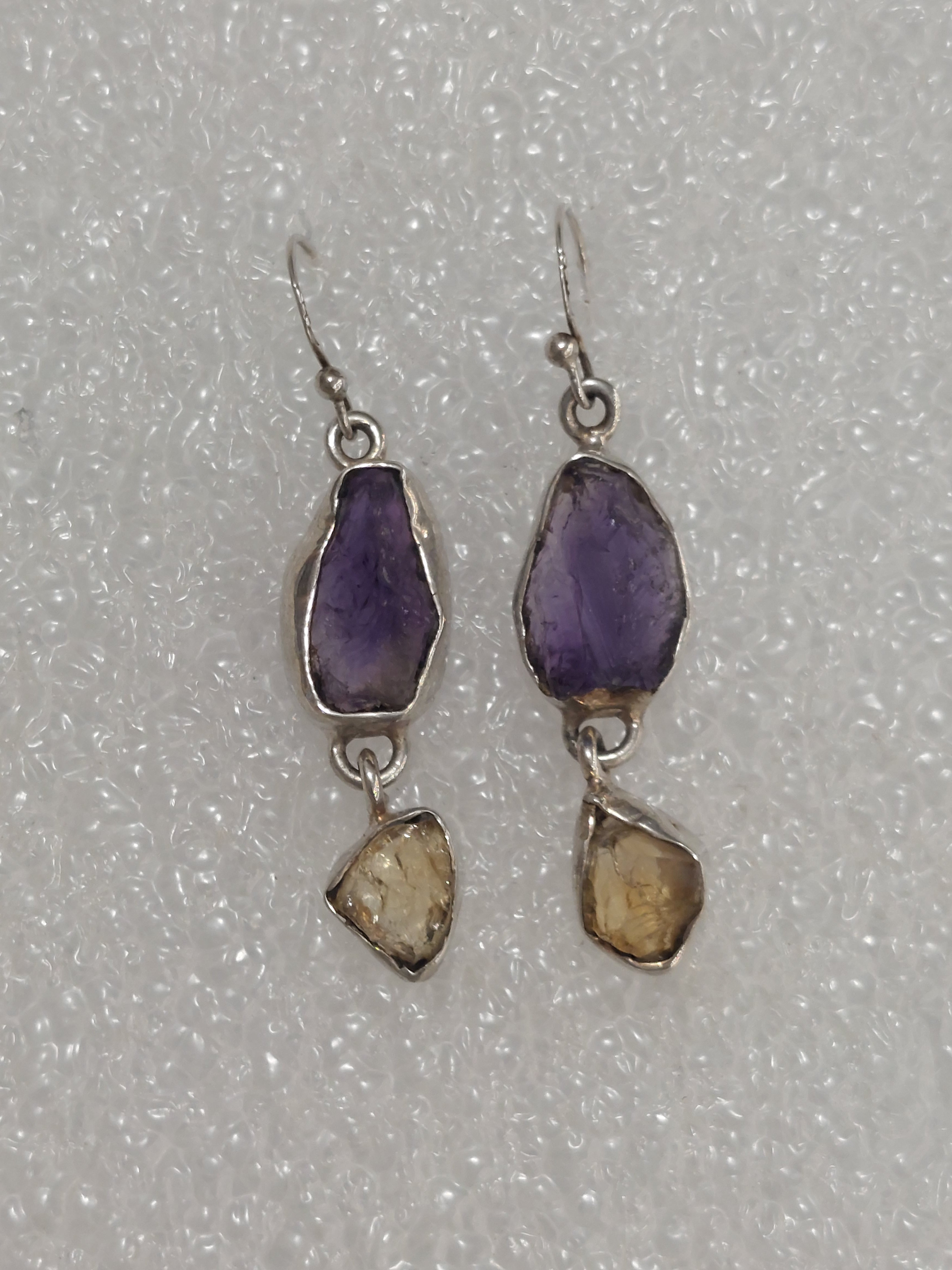 Amethyst and Citrine Natural Drop Earrings