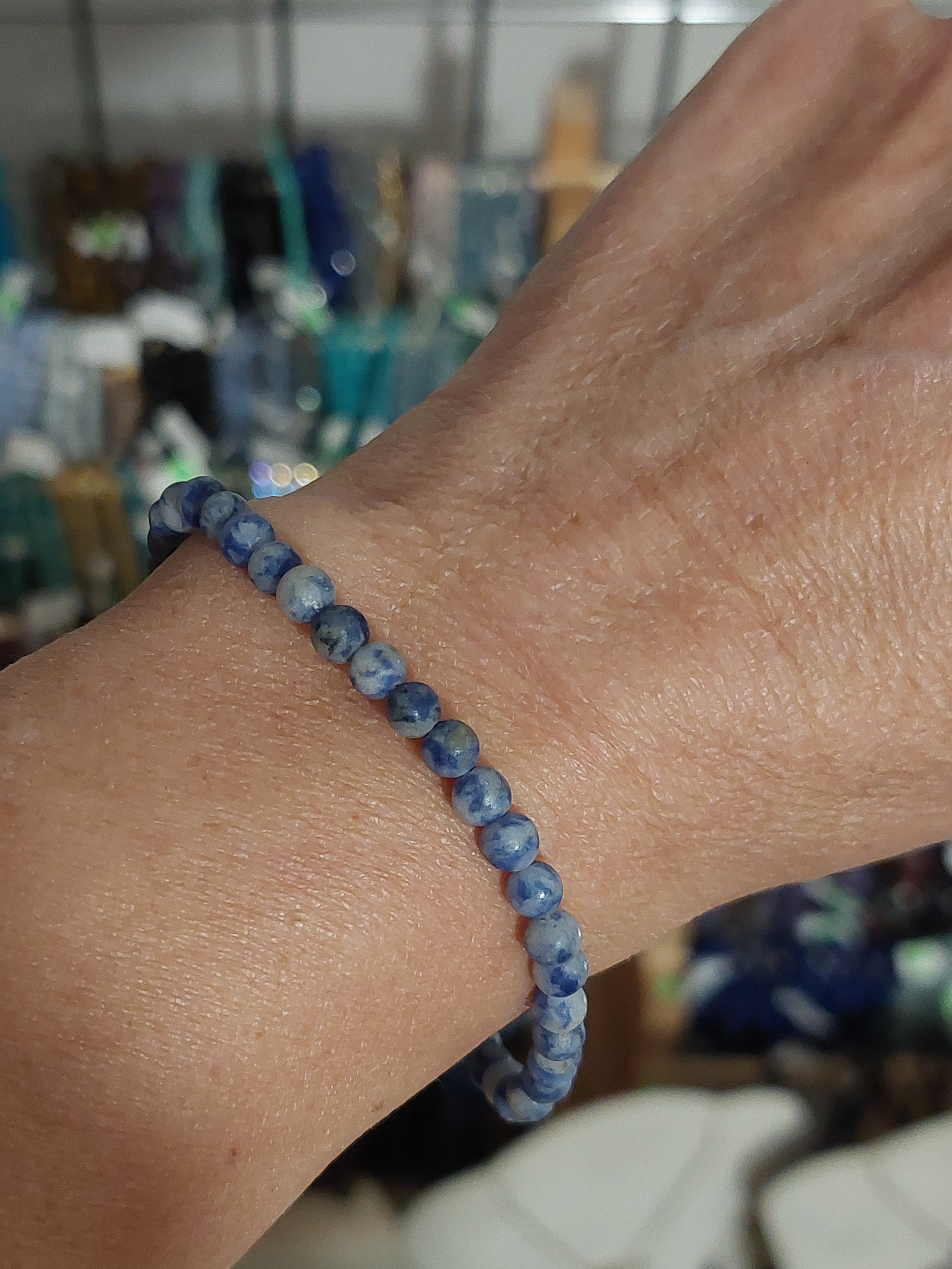 Sodalite Round Bead Frosted Matte Bracelet - 4mm Bead