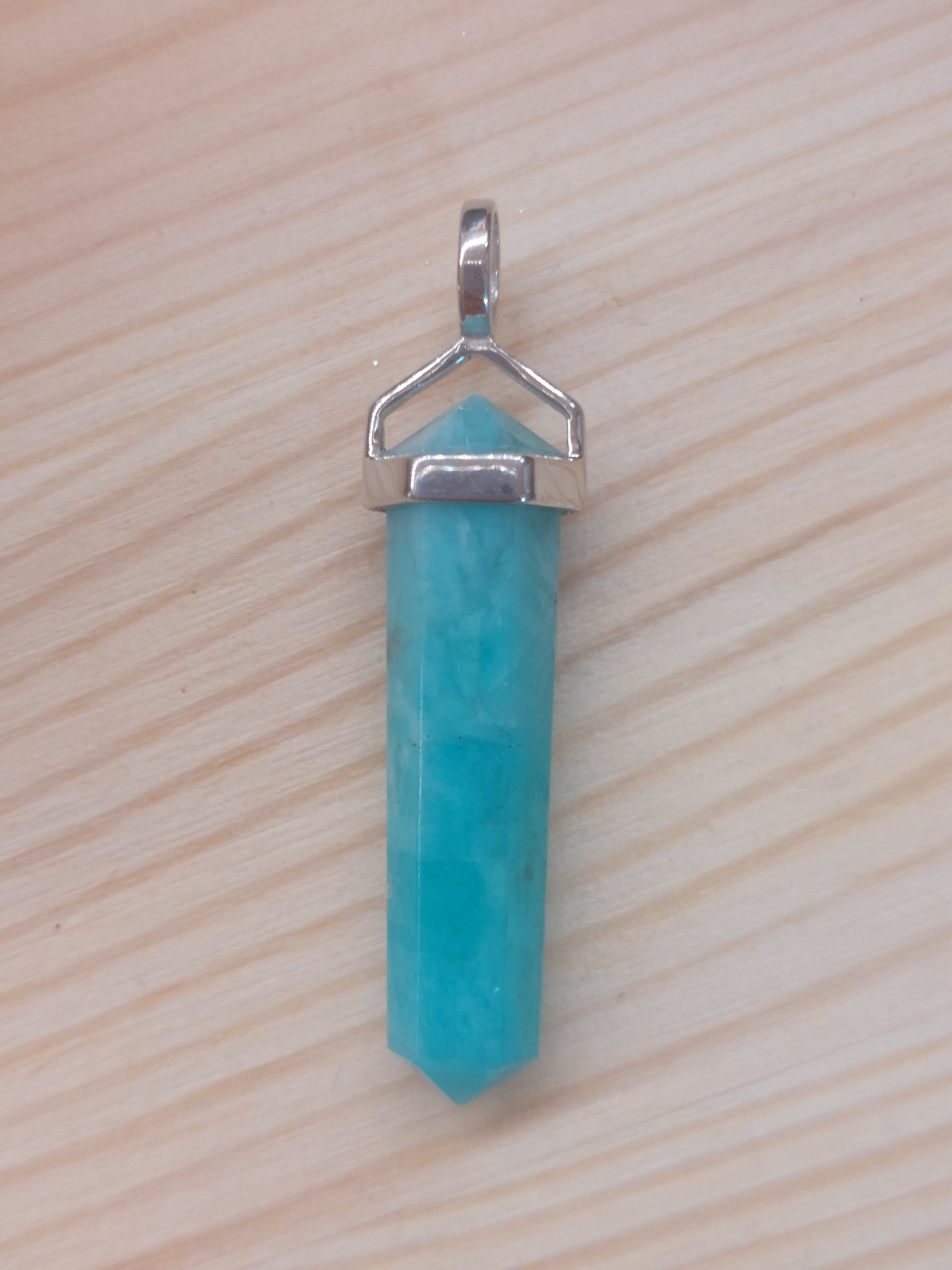 Amazonite Double Terminated Point Pendant - 3.5cm - 925 Sterling Silver