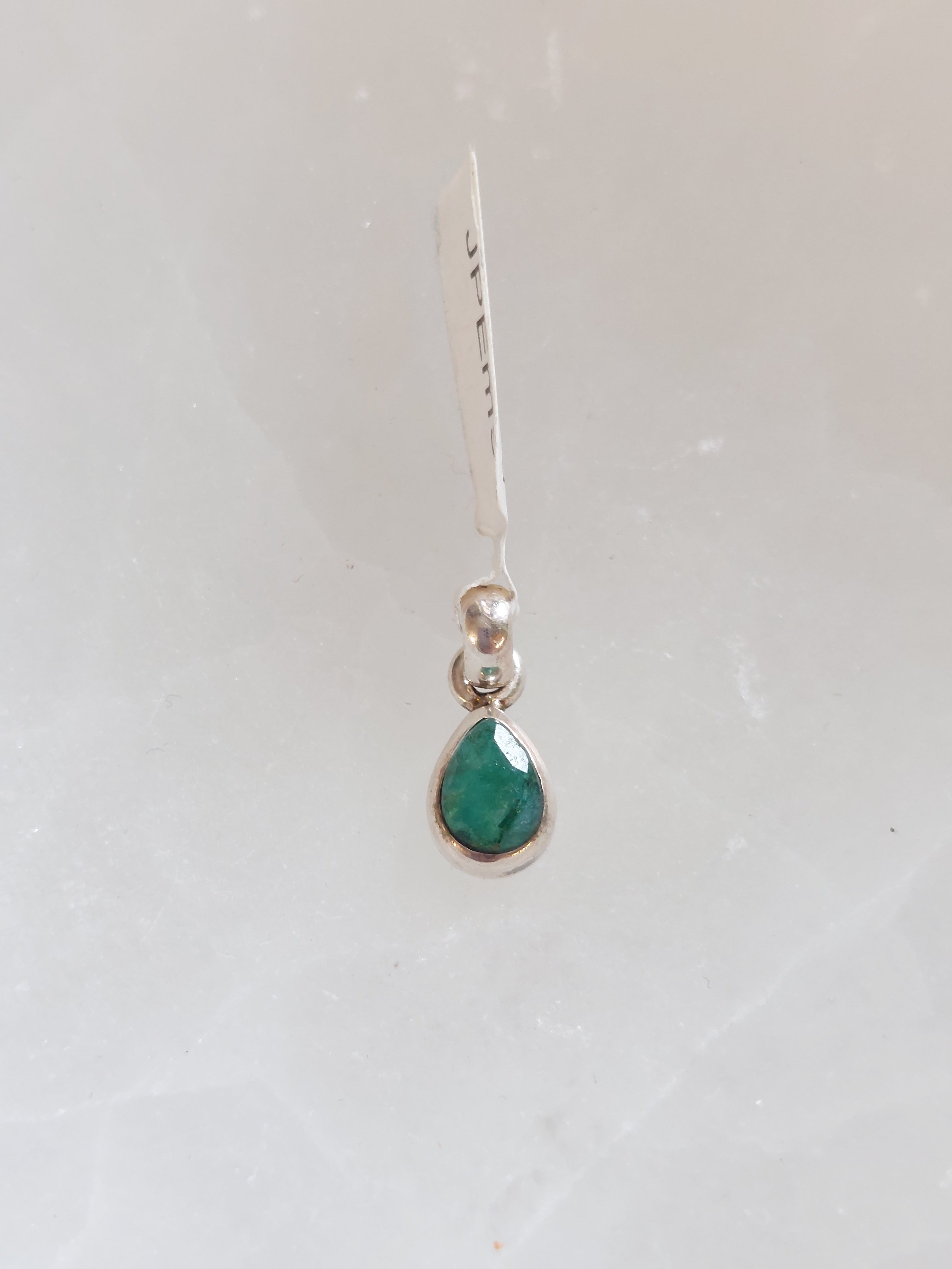 Emerald Faceted Teardrop Pendant - 925 Sterling Silver