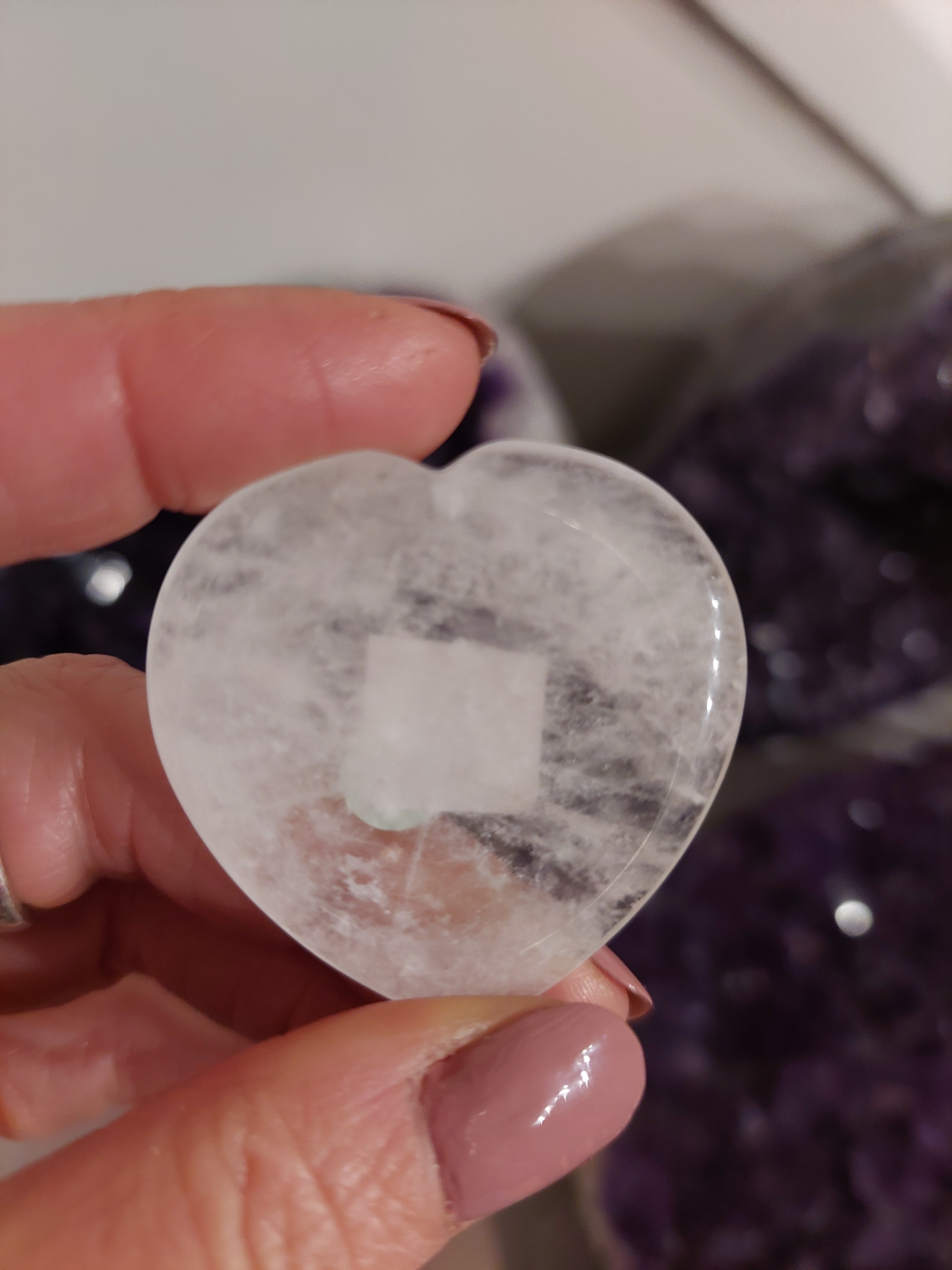 Clear Quartz Heart Shaped Thumb Stone