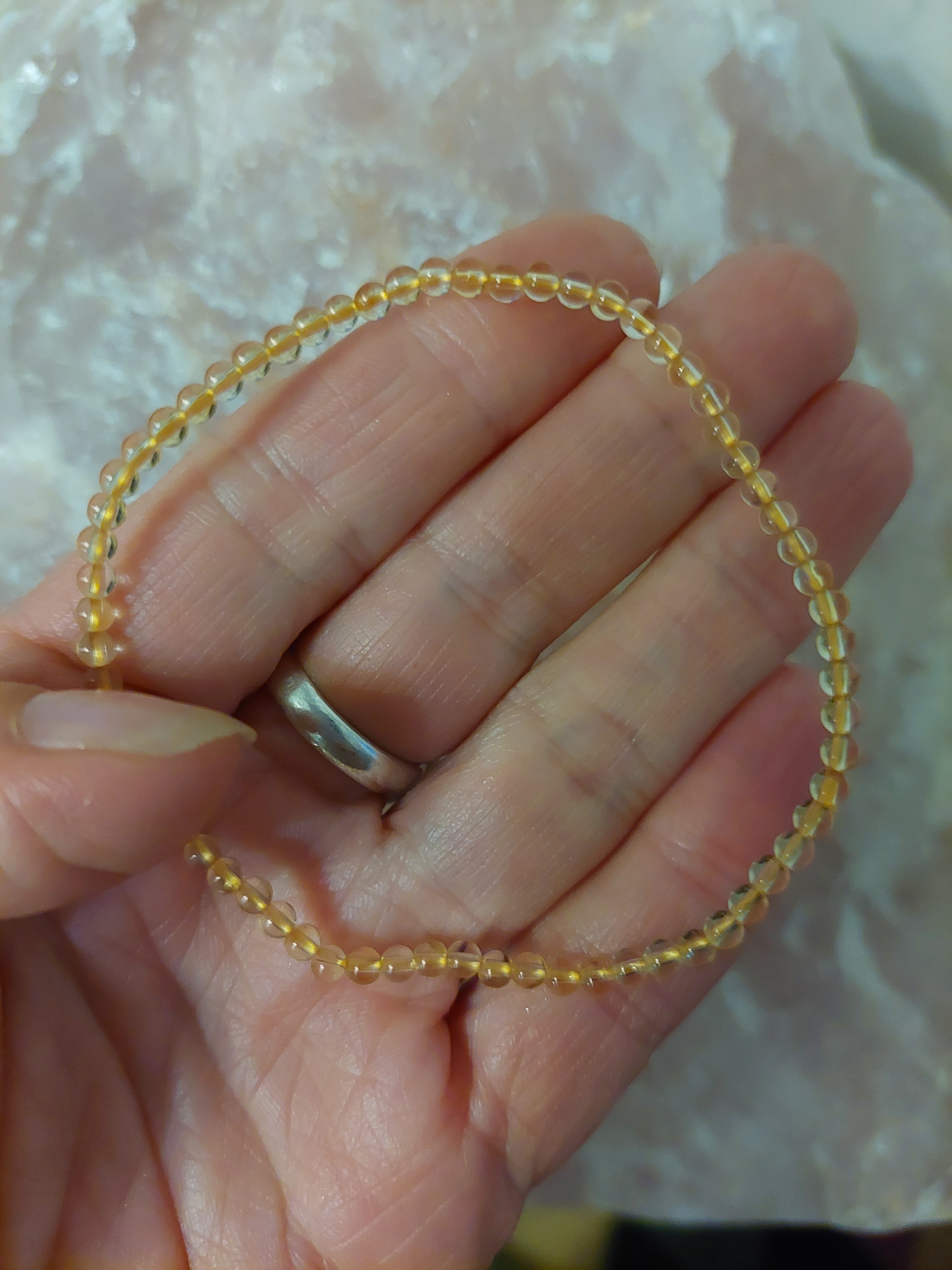Citrine Round Bead Bracelet - 3mm Bead
