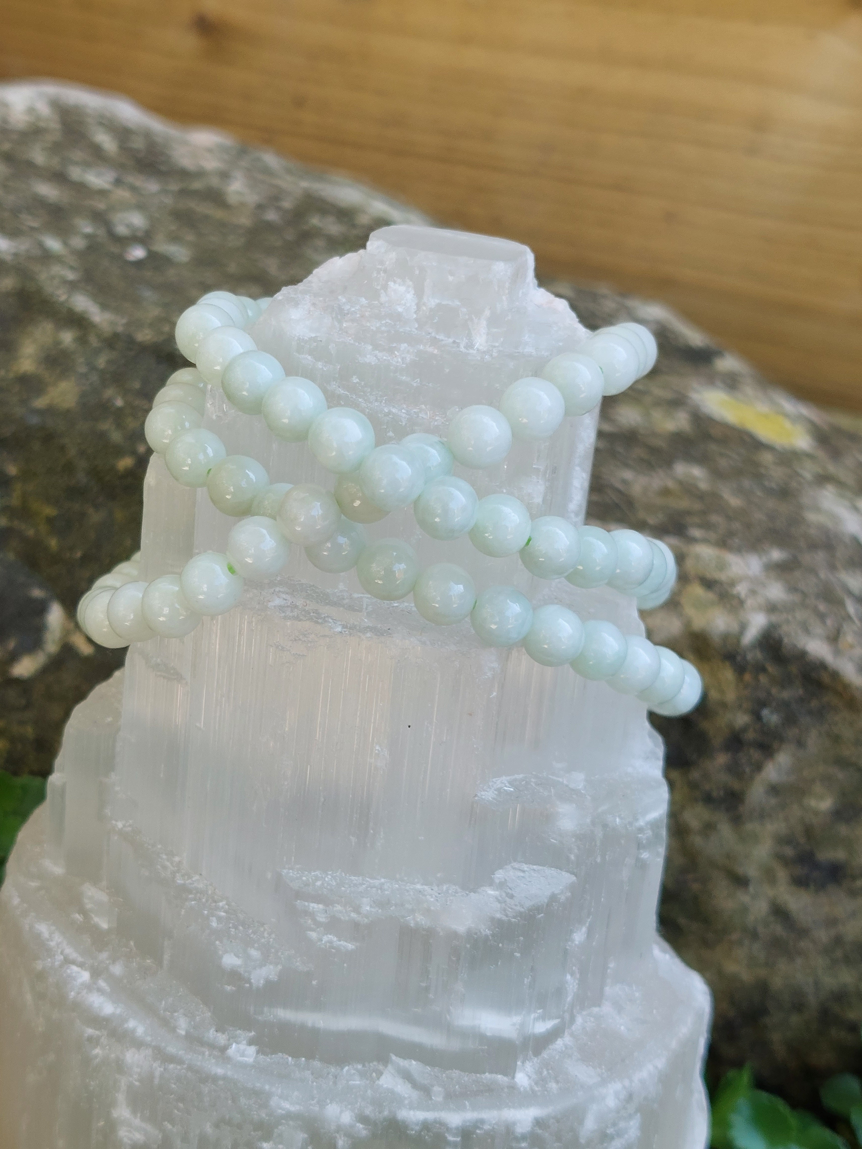 Burmese Jade Polished Bead Bracelet - 6mm Bead