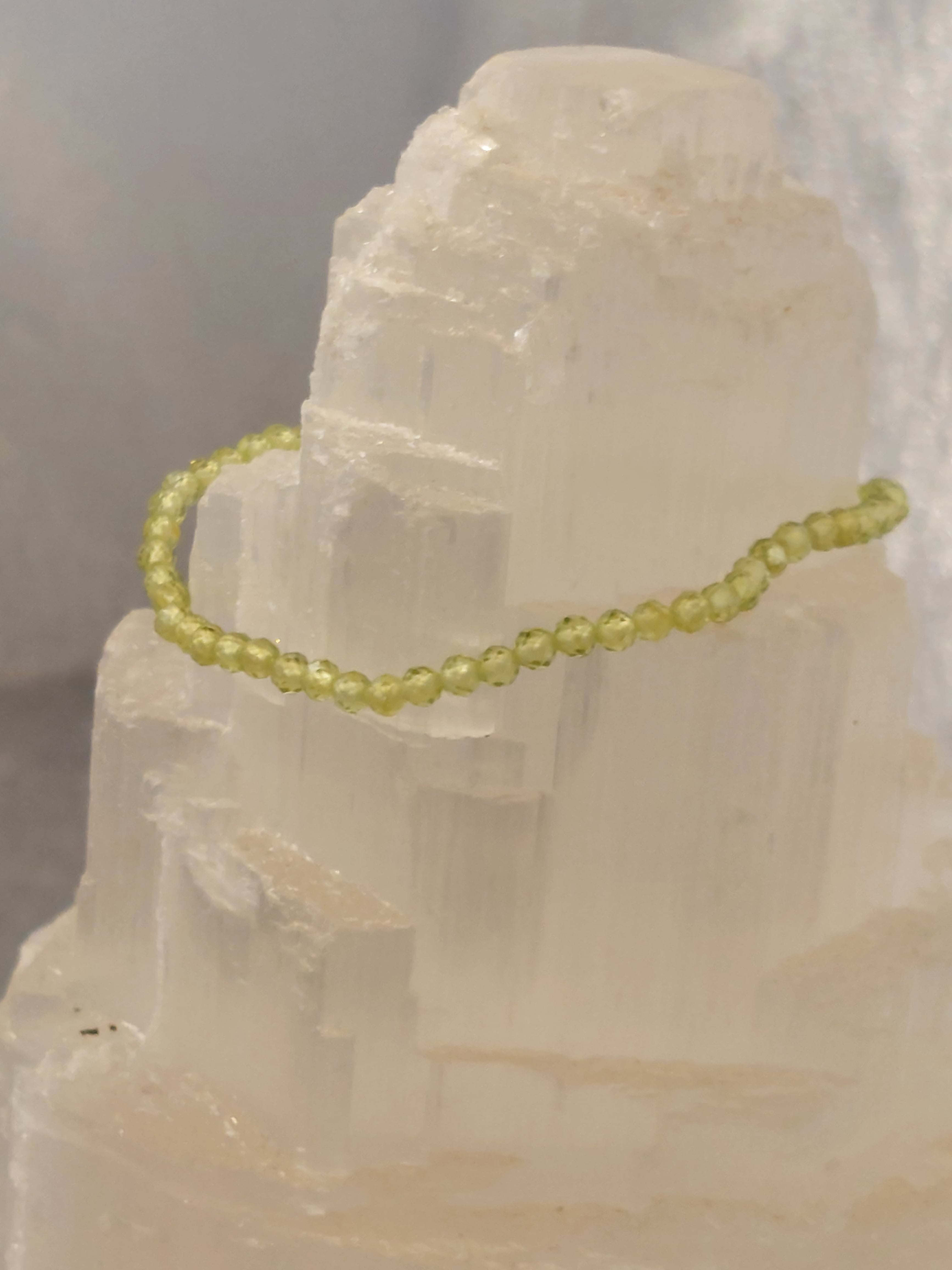 Peridot Faceted Bead Bracelet - 3mm Bead