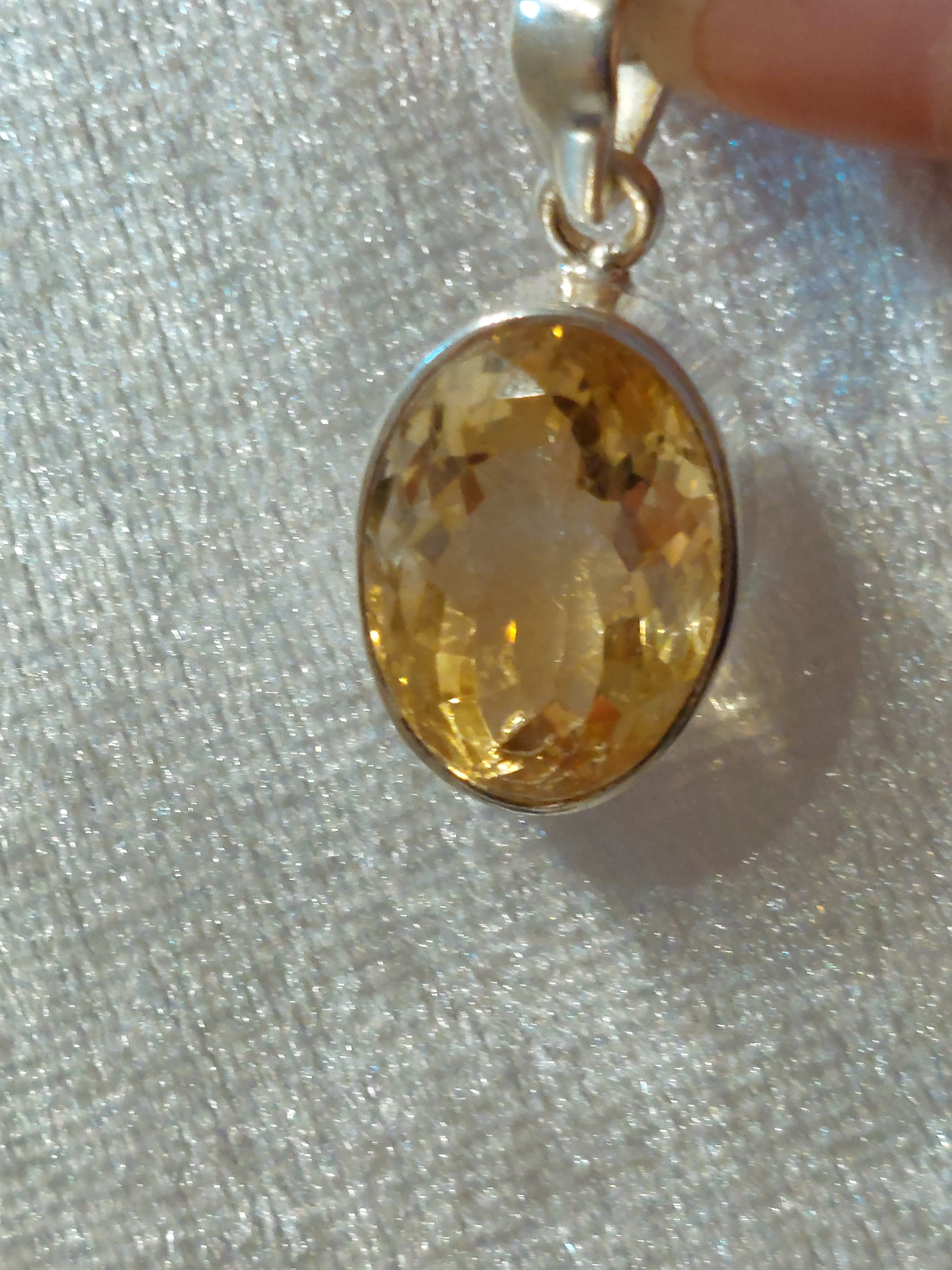 Citrine Faceted Oval Pendant - 925 Sterling Silver