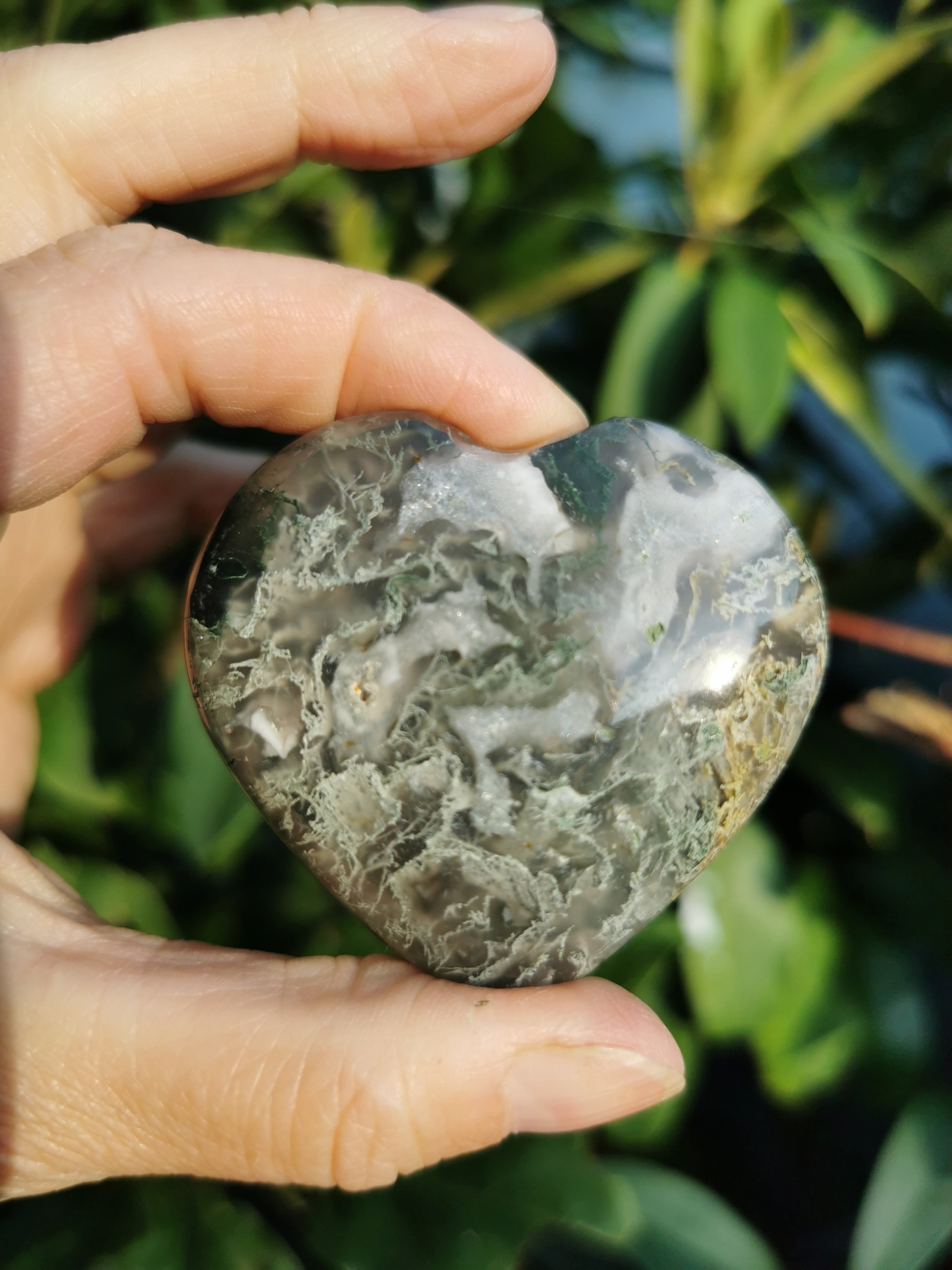 Moss Agate Heart - 5.5cm (width)