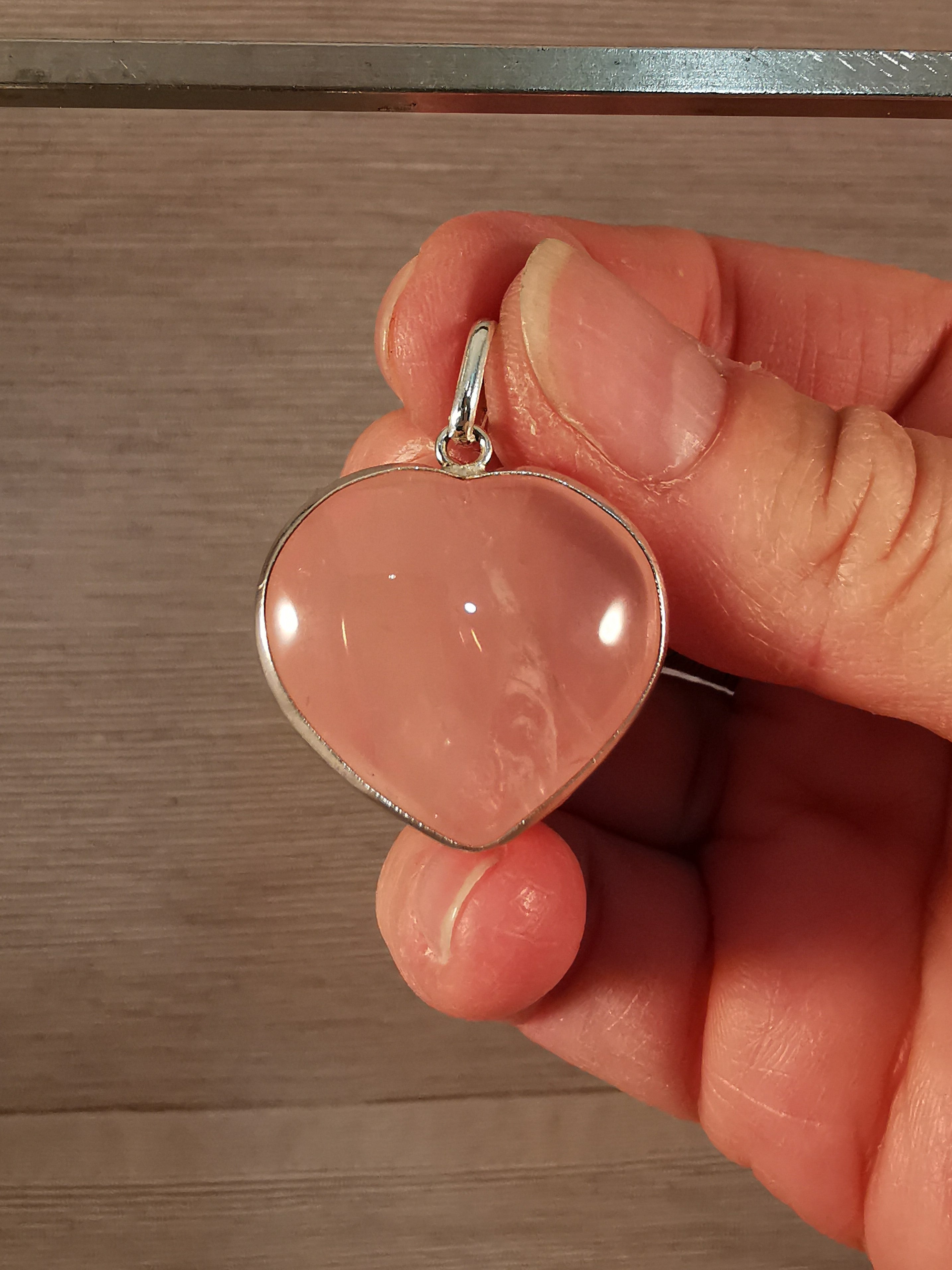 Rose Quartz Heart Pendant set in Sterling Silver