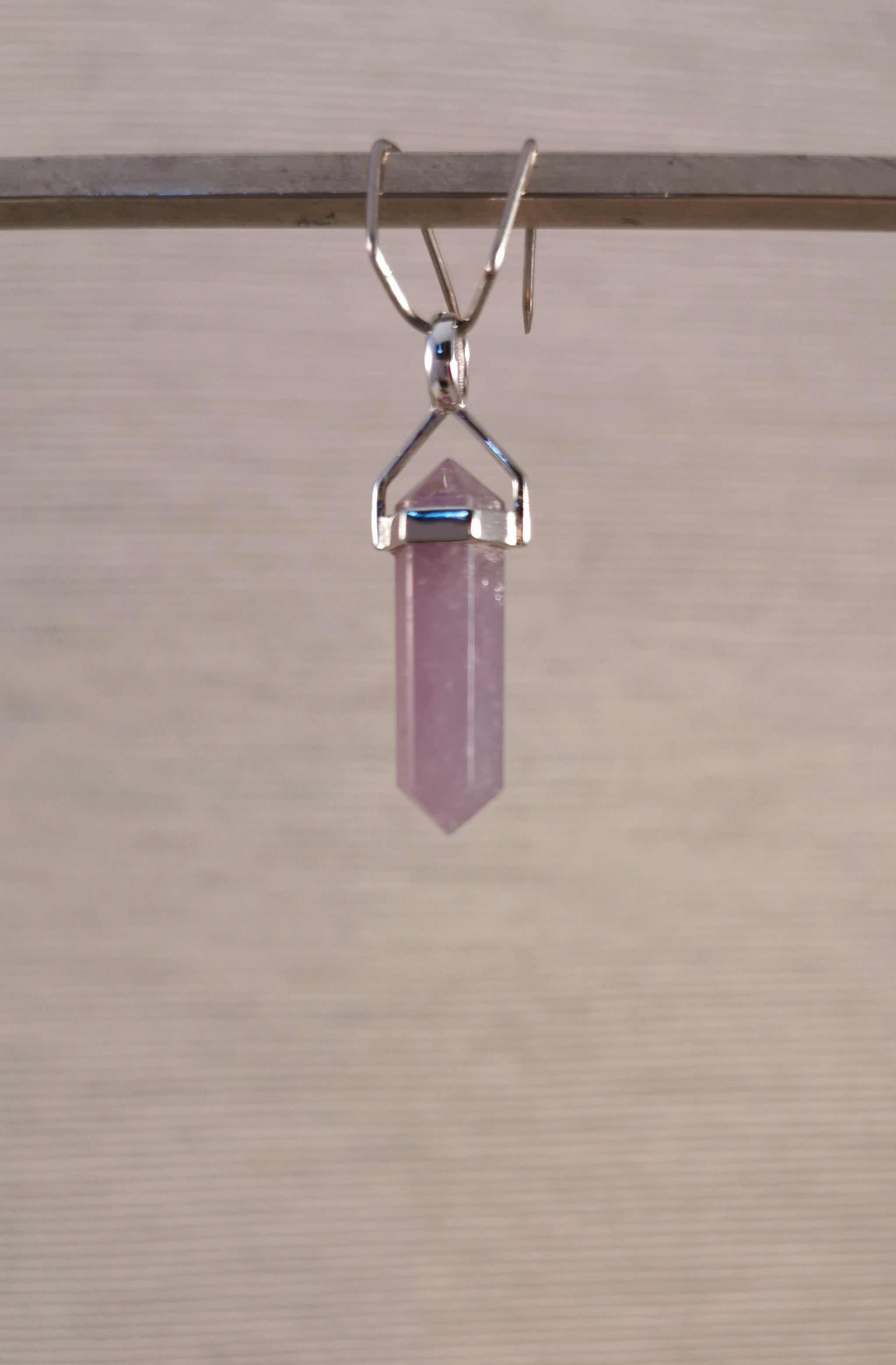 Lepidolite Double Terminated Point Pendant - 925 Sterling Silver