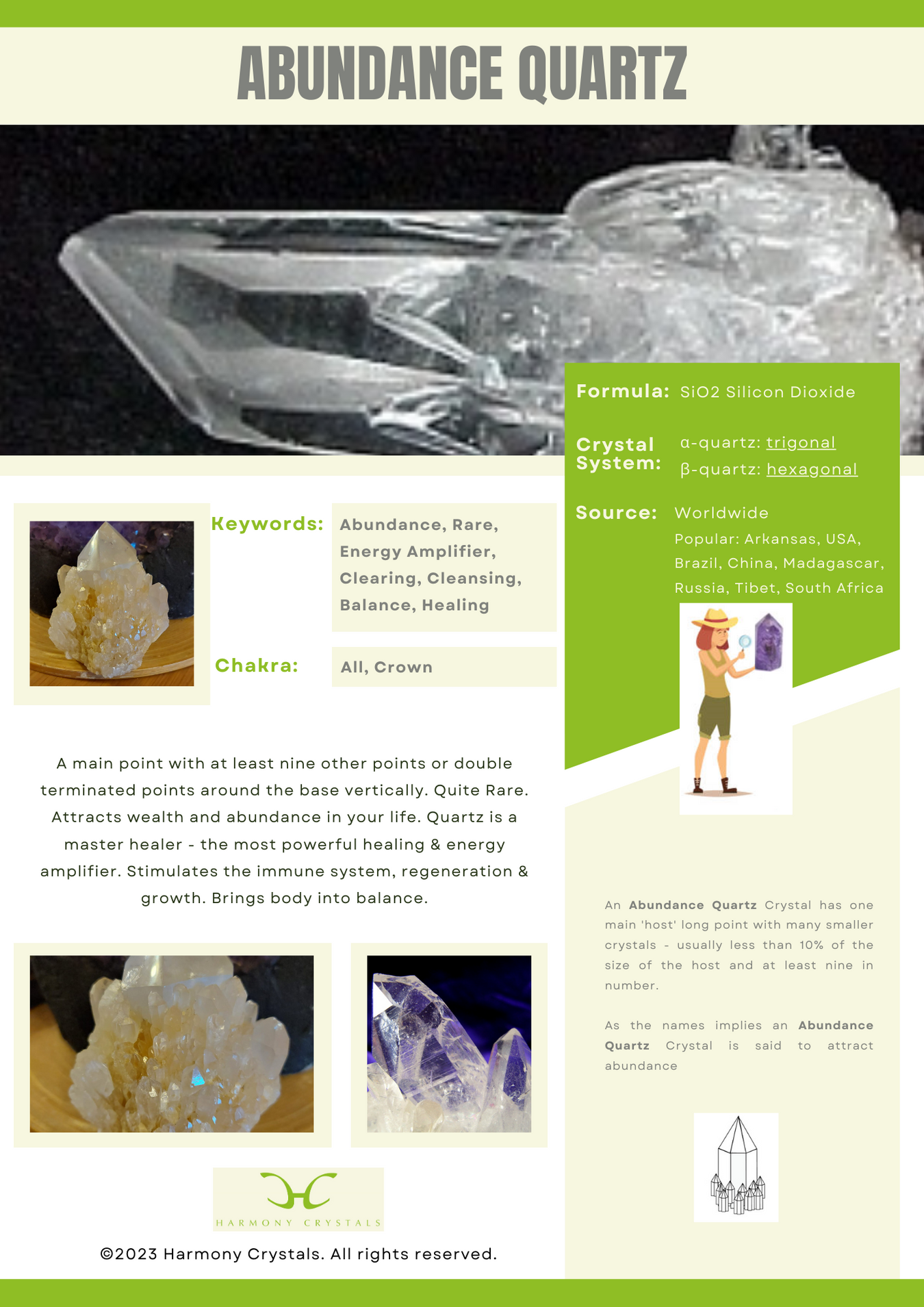 Abundance Quartz Crystal Information Sheet