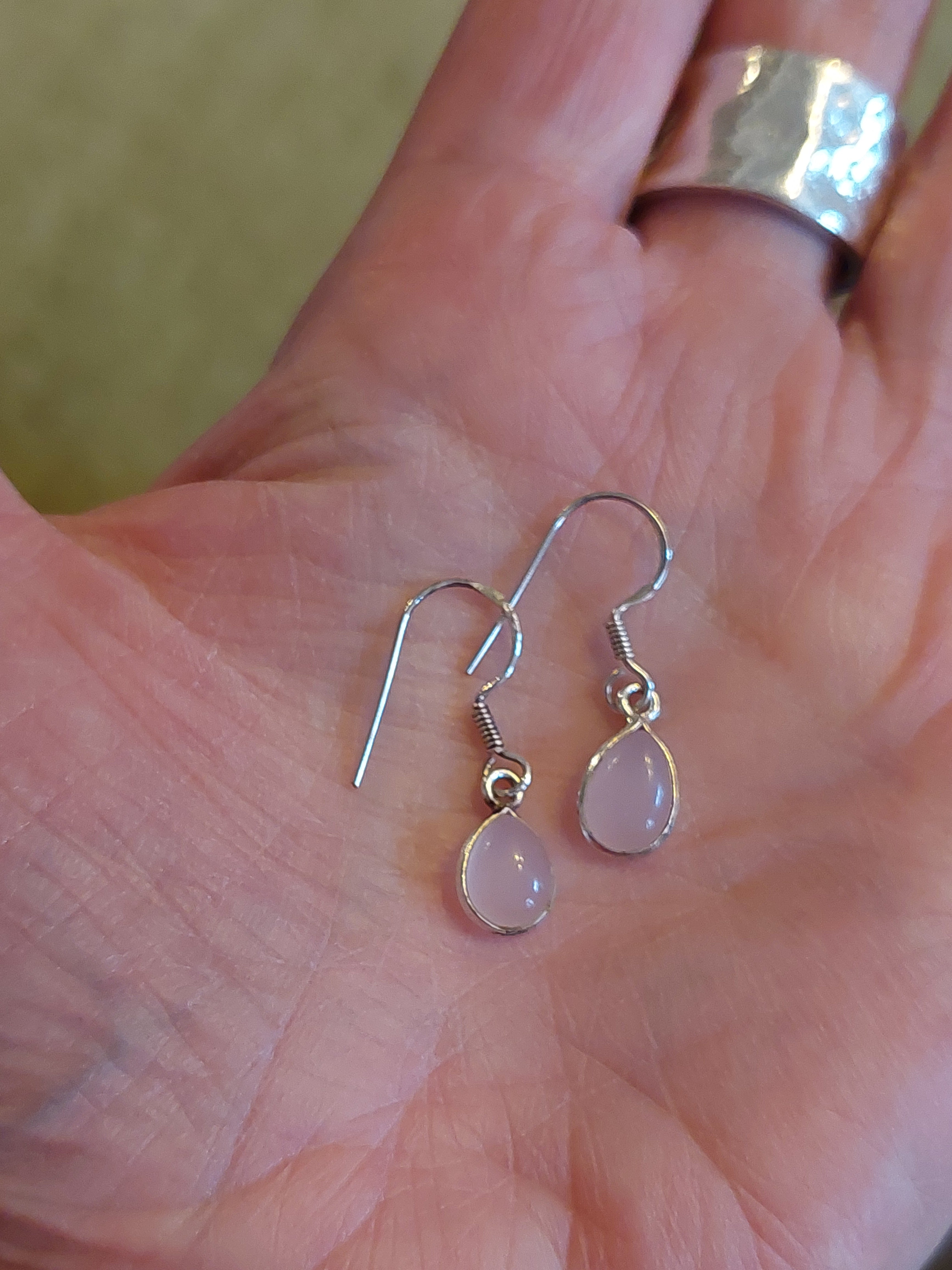 Rose Quartz Teardrop Drop Earrings - 925 Sterling Silver