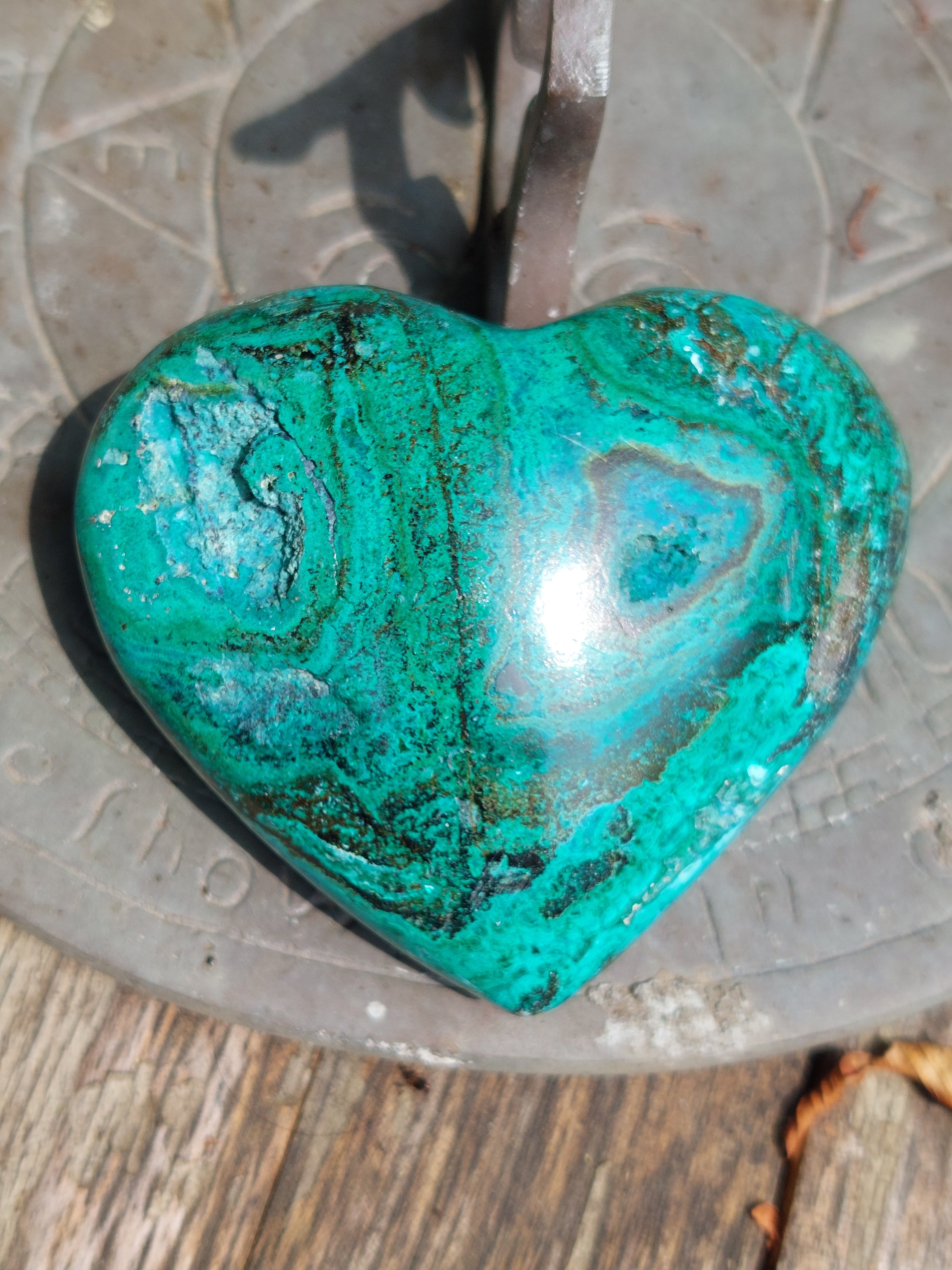 Chrysocolla Heart - 7.3cm (width)