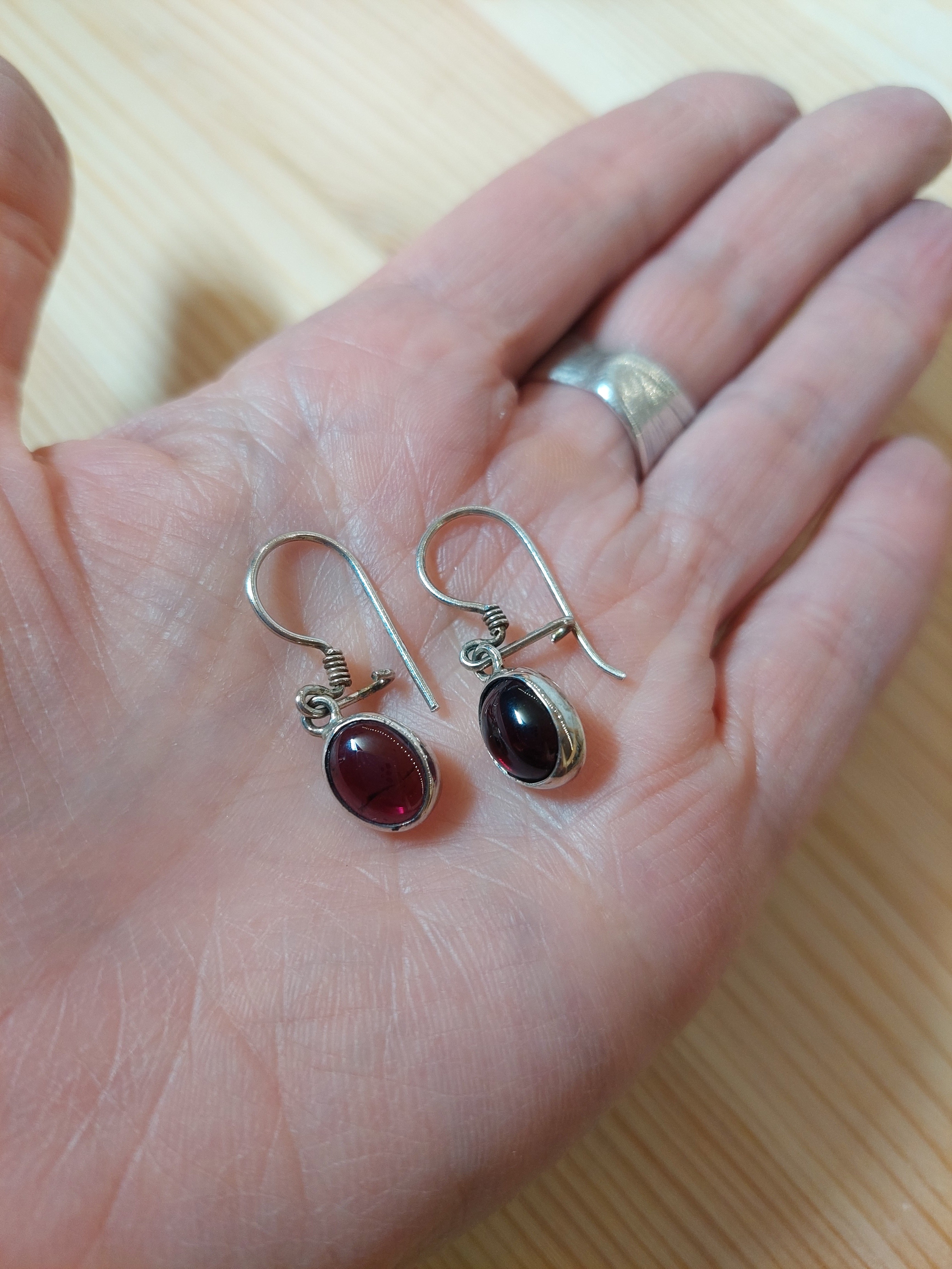 Garnet Oval Drop Earrings