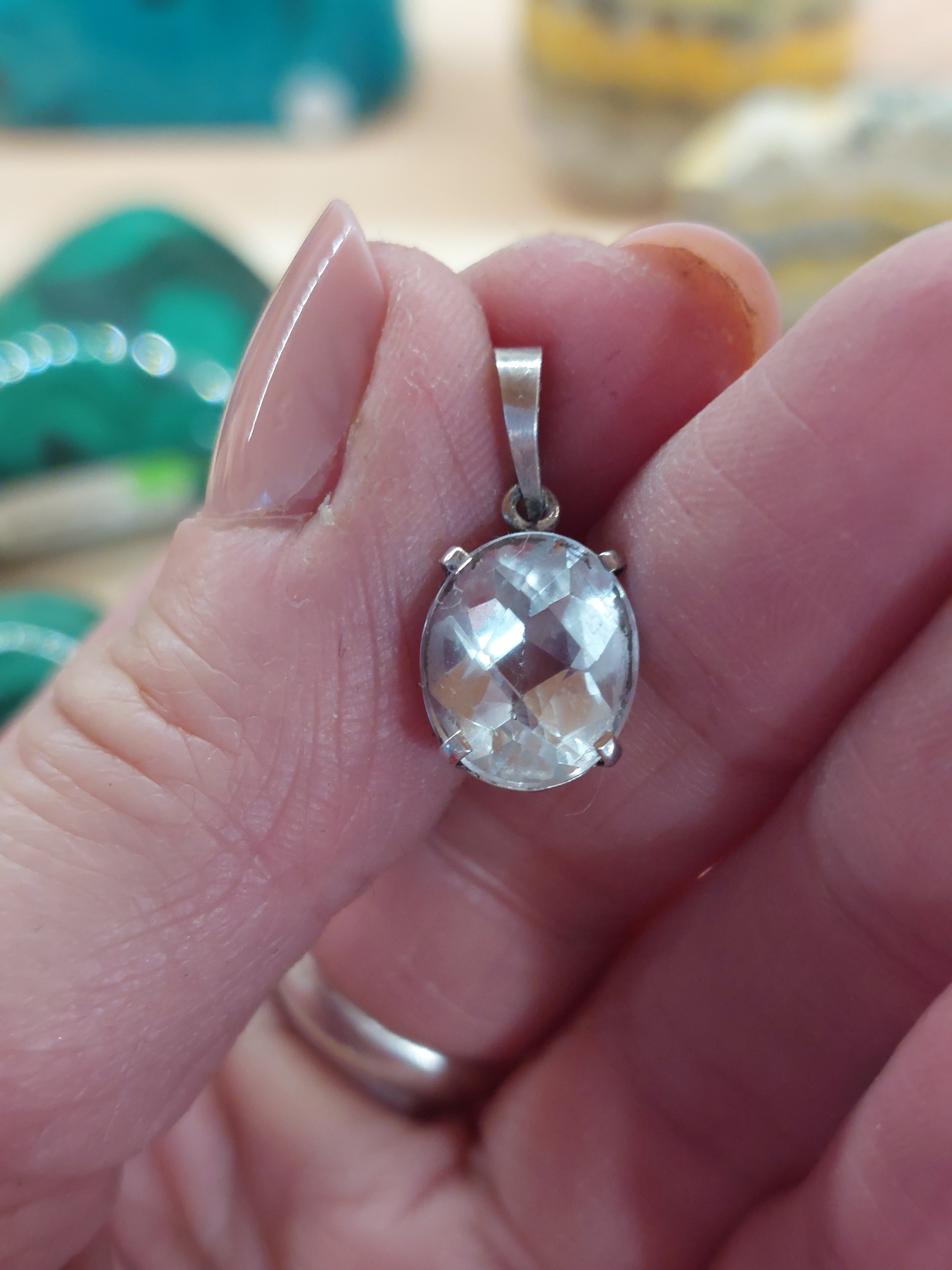 Blue Topaz Oval Pendant