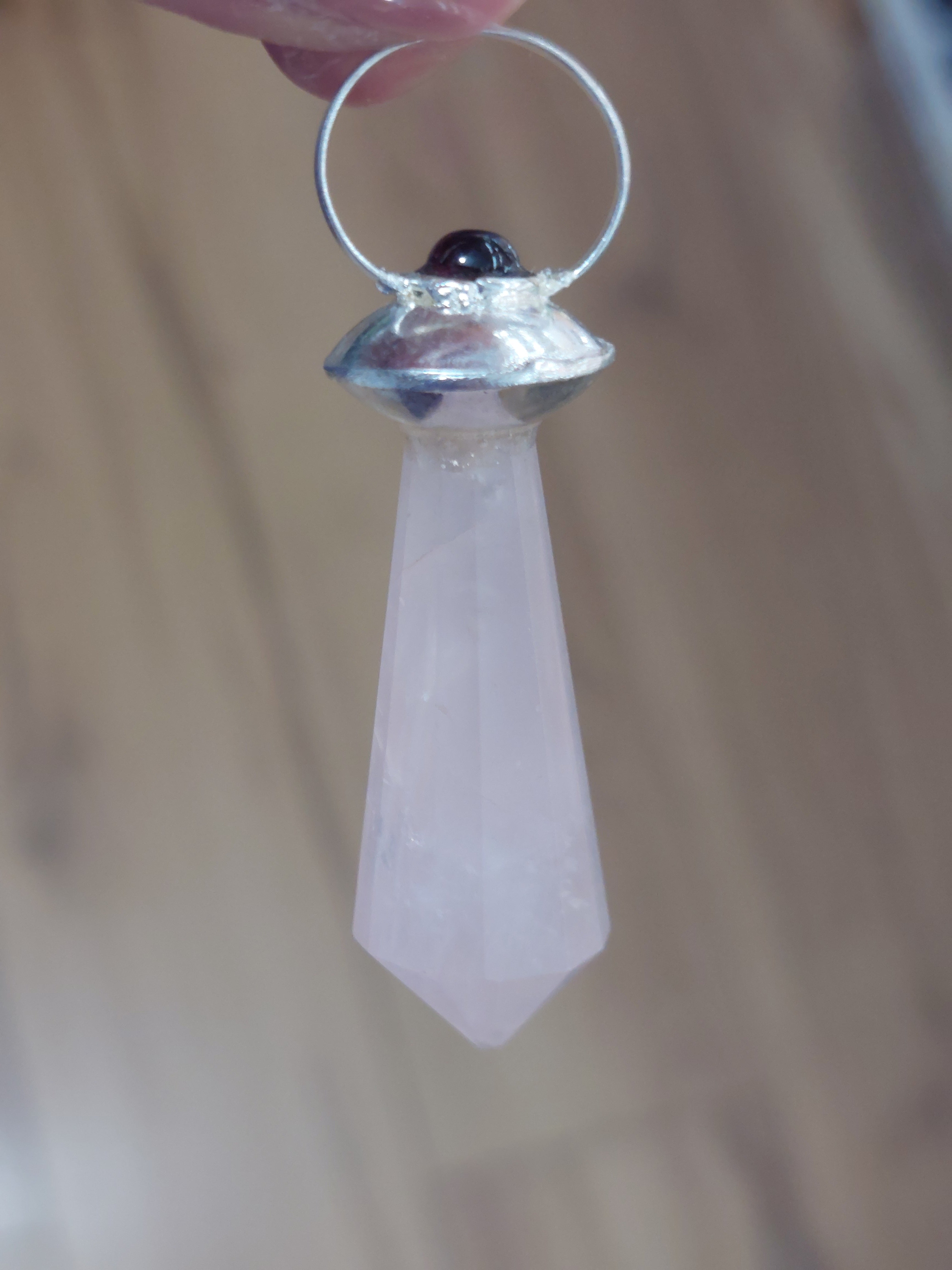 Rose Quartz and Garnet Pendulum
