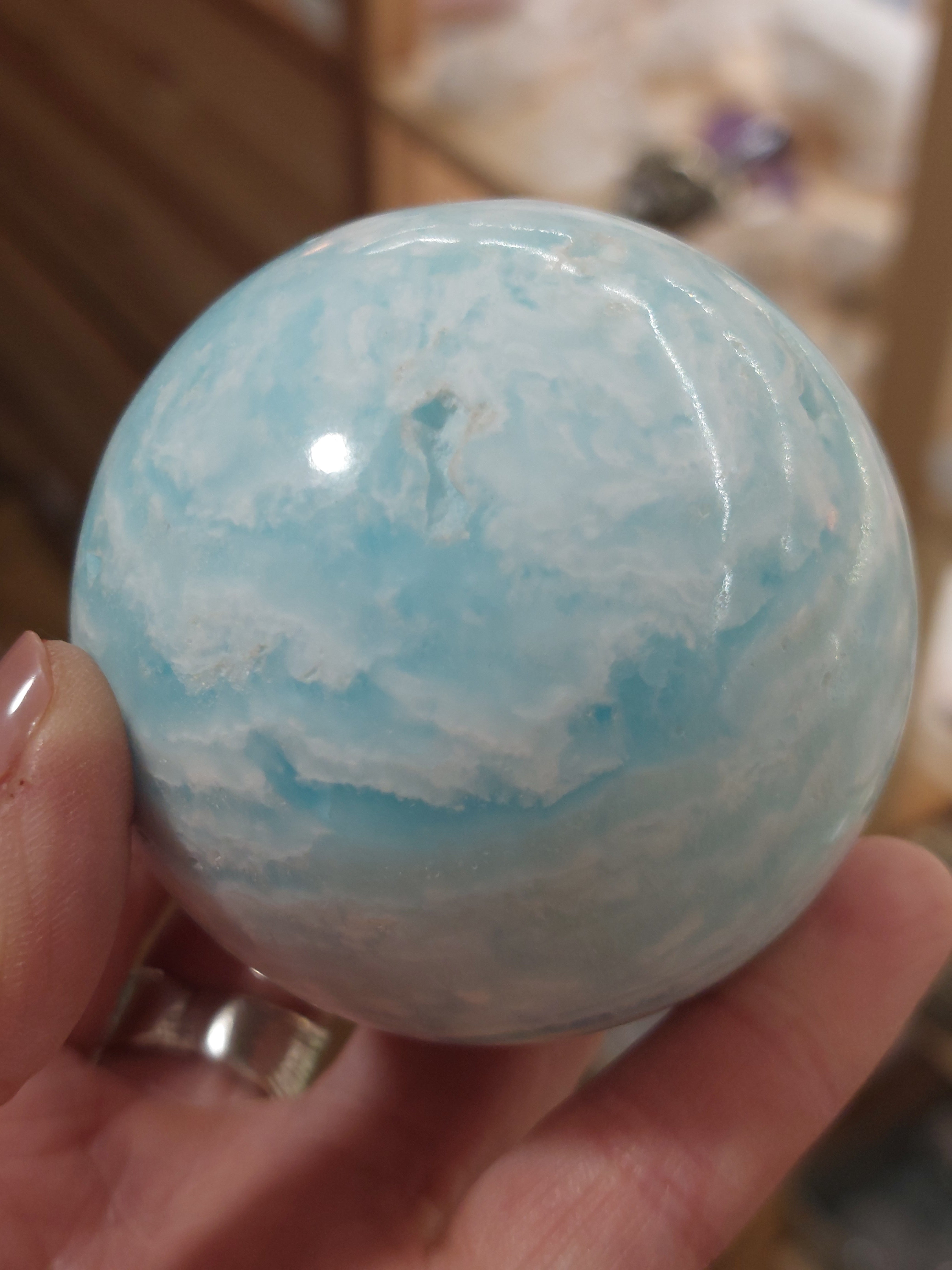 Carribean Calcite Sphere - 6.2cm (diameter)