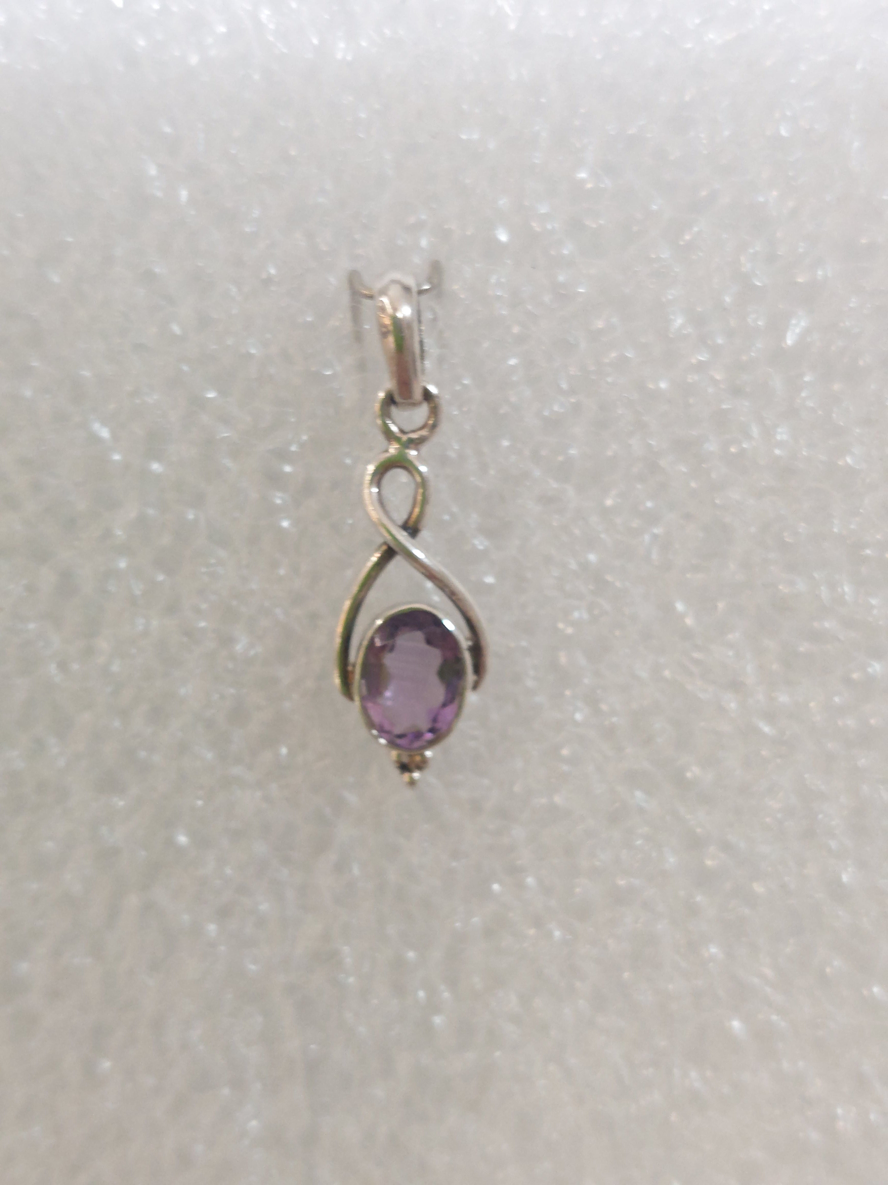 Amethyst Faceted Oval Pendant - 925 Sterling Silver