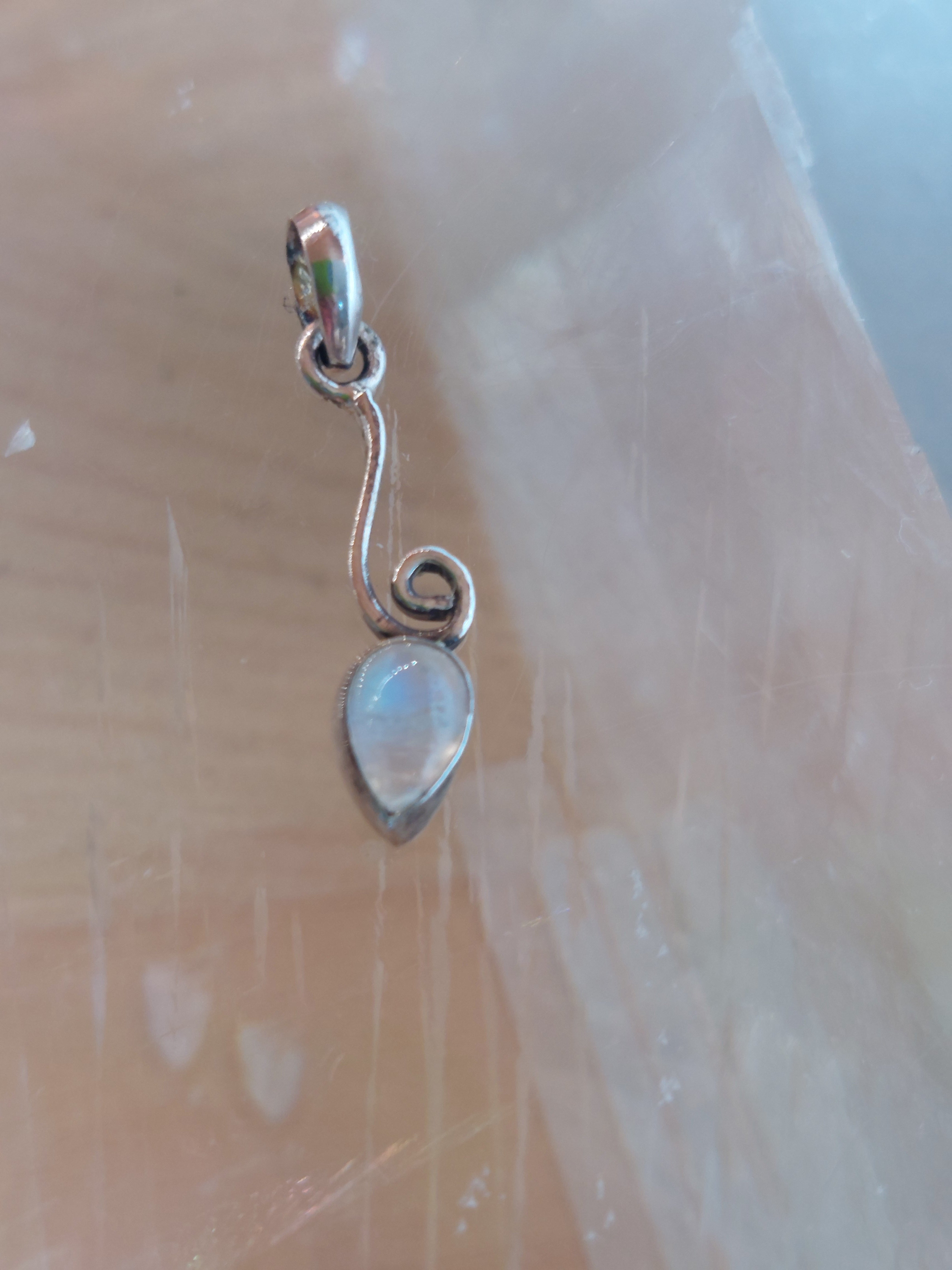 Moonstone Teardrop Swirl Pendant - 925 Sterling Silver