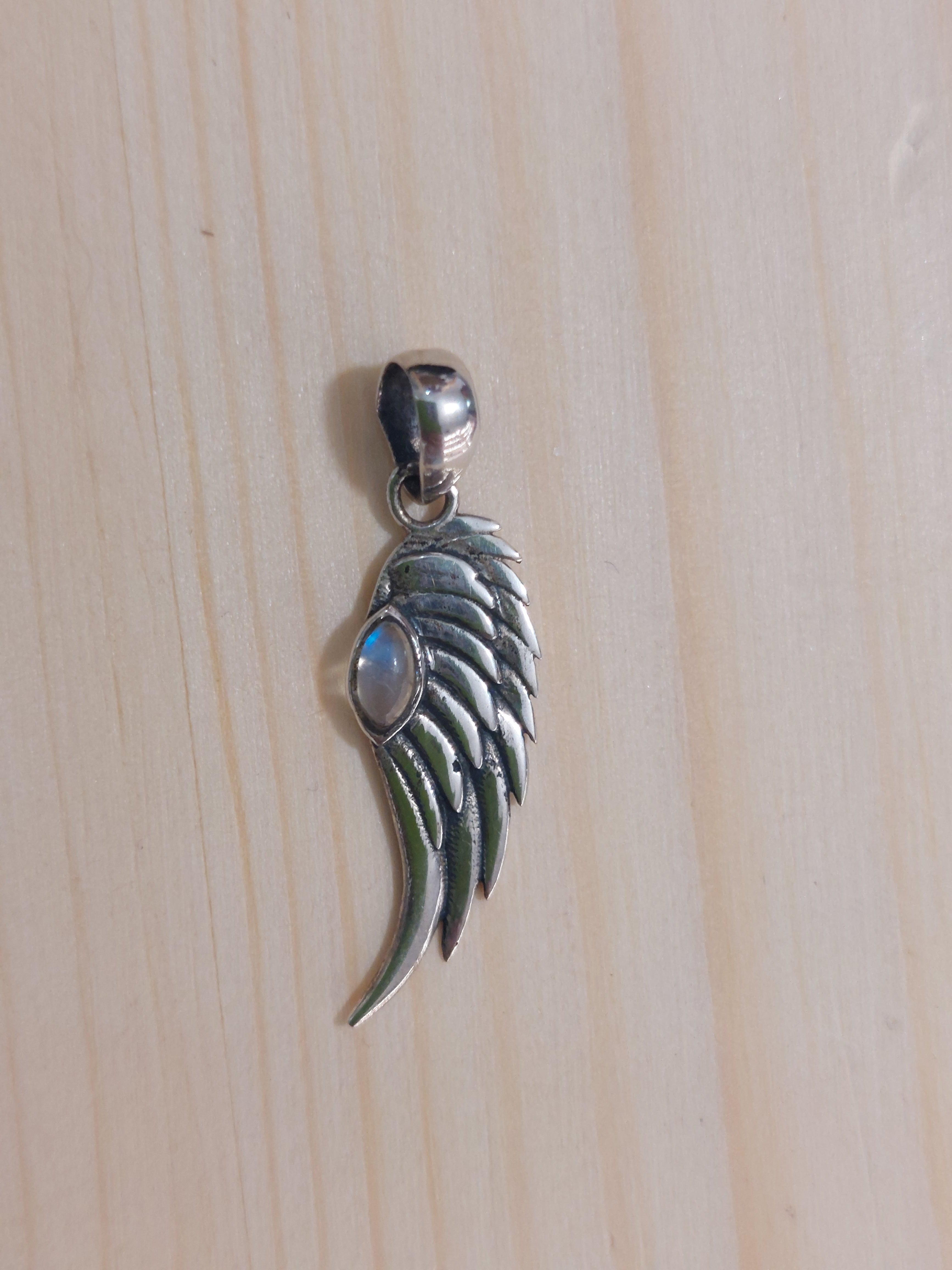 Labradorite Feather / Angel Wing Pendant - 925 Sterling Silver