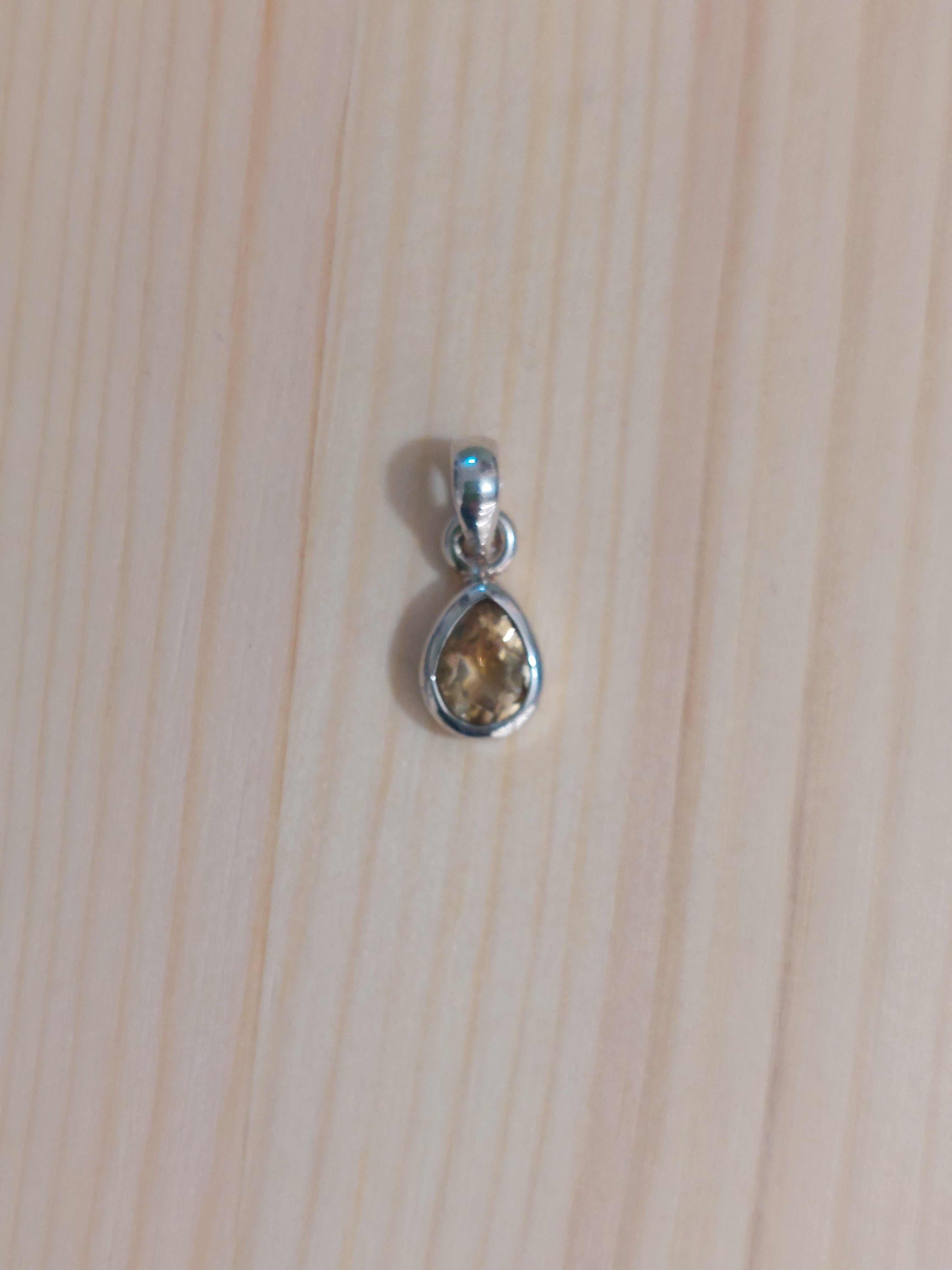 Citrine Teardrop Pendant - 925 Sterling Silver