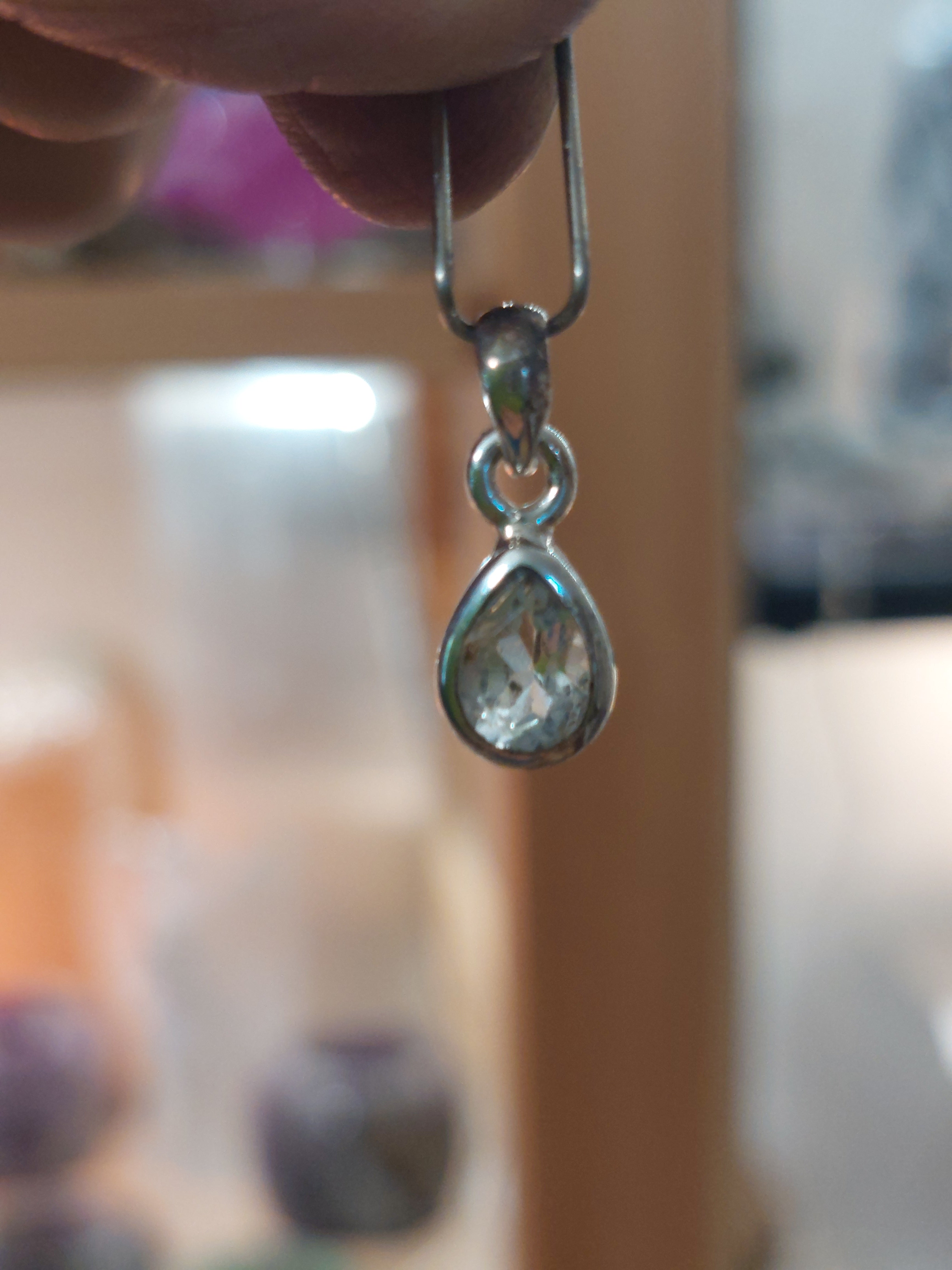 Clear Quartz Faceted Teardrop Pendant - 925 Sterling Silver