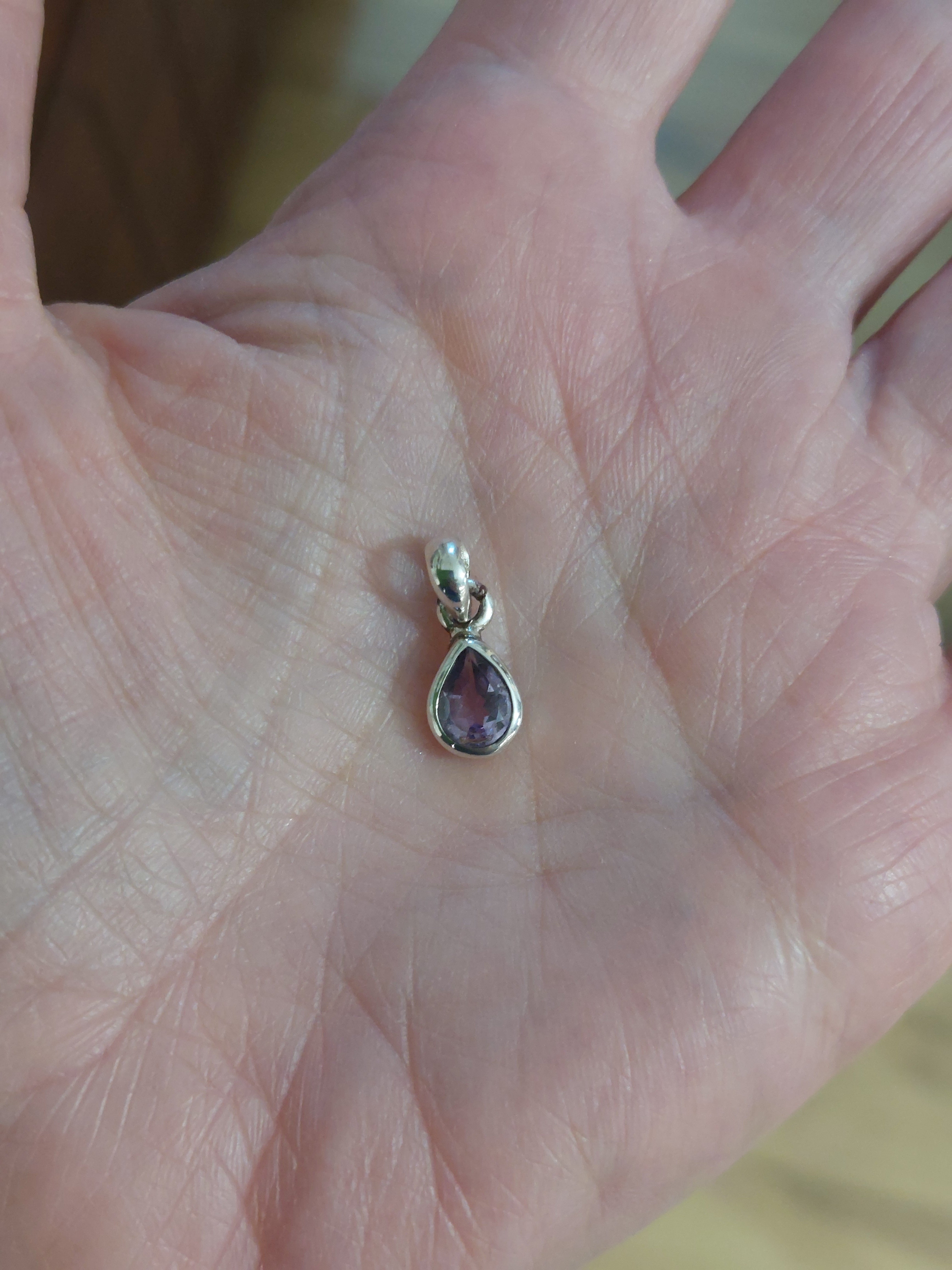 Amethyst Faceted Teardrop Pendant - 925 Sterling Silver