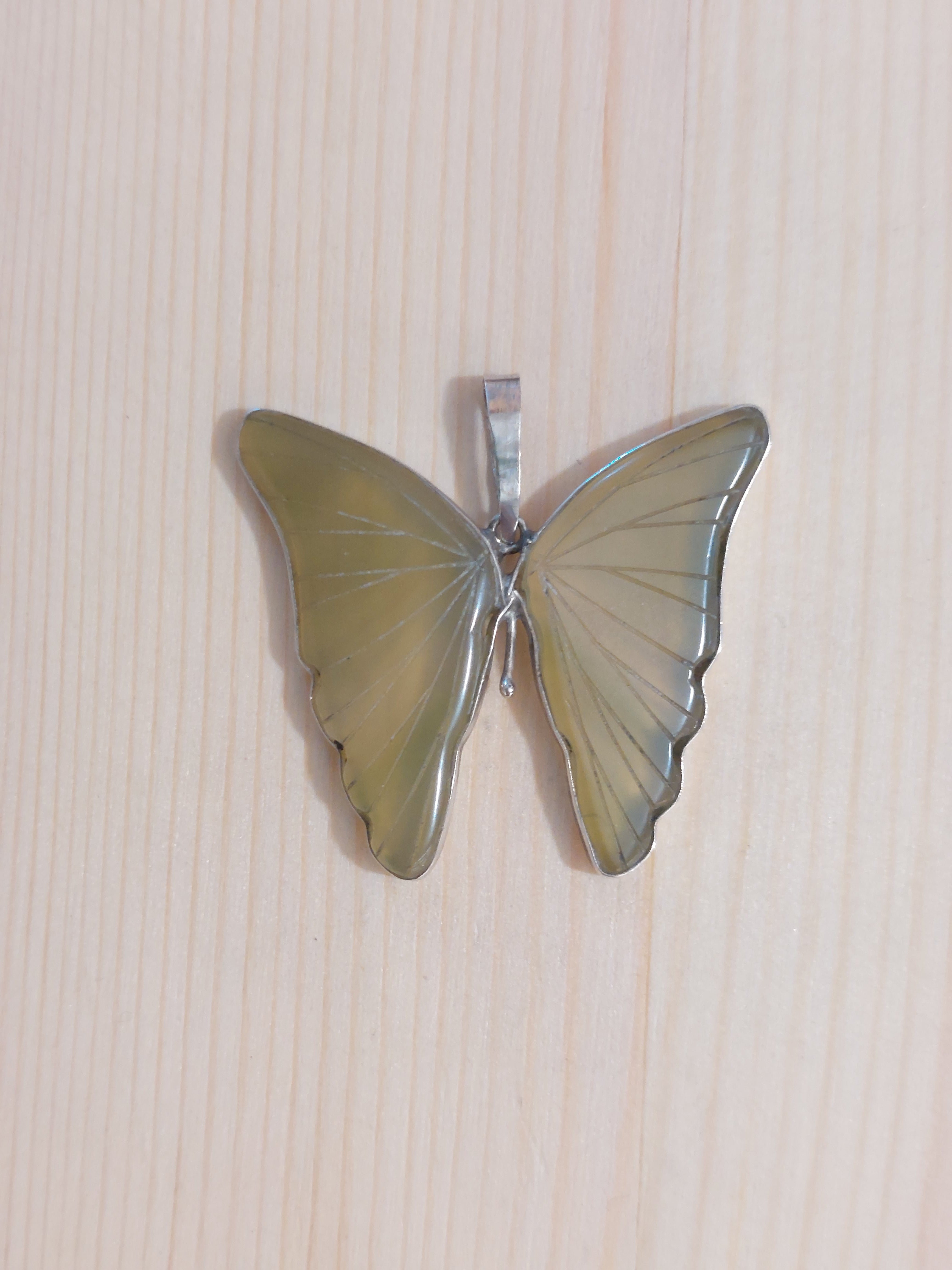 Green Agate Butterfly Pendant - 925 Sterling Silver