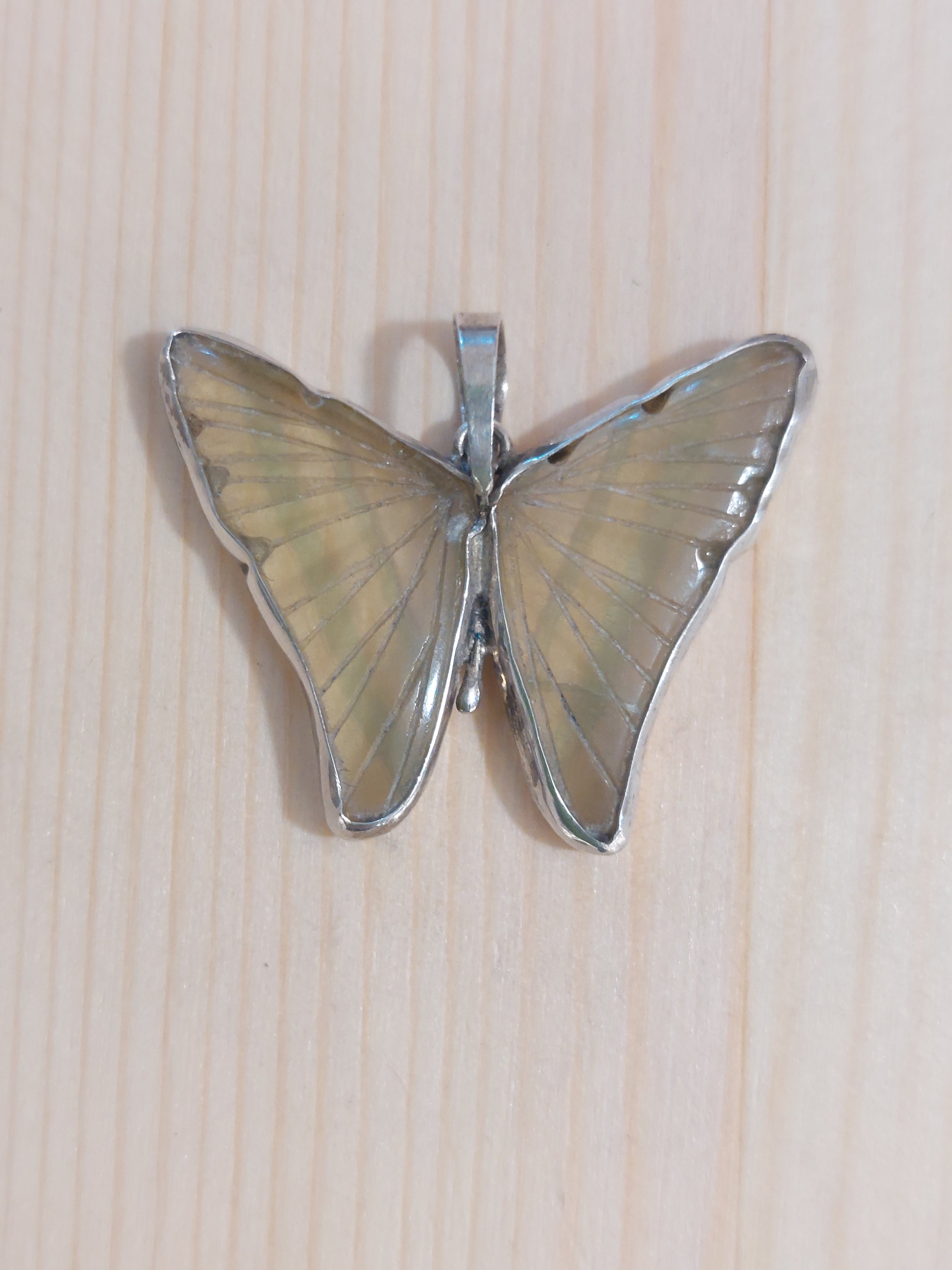 Fluorite Butterfly Pendant - 925 Sterling Silver