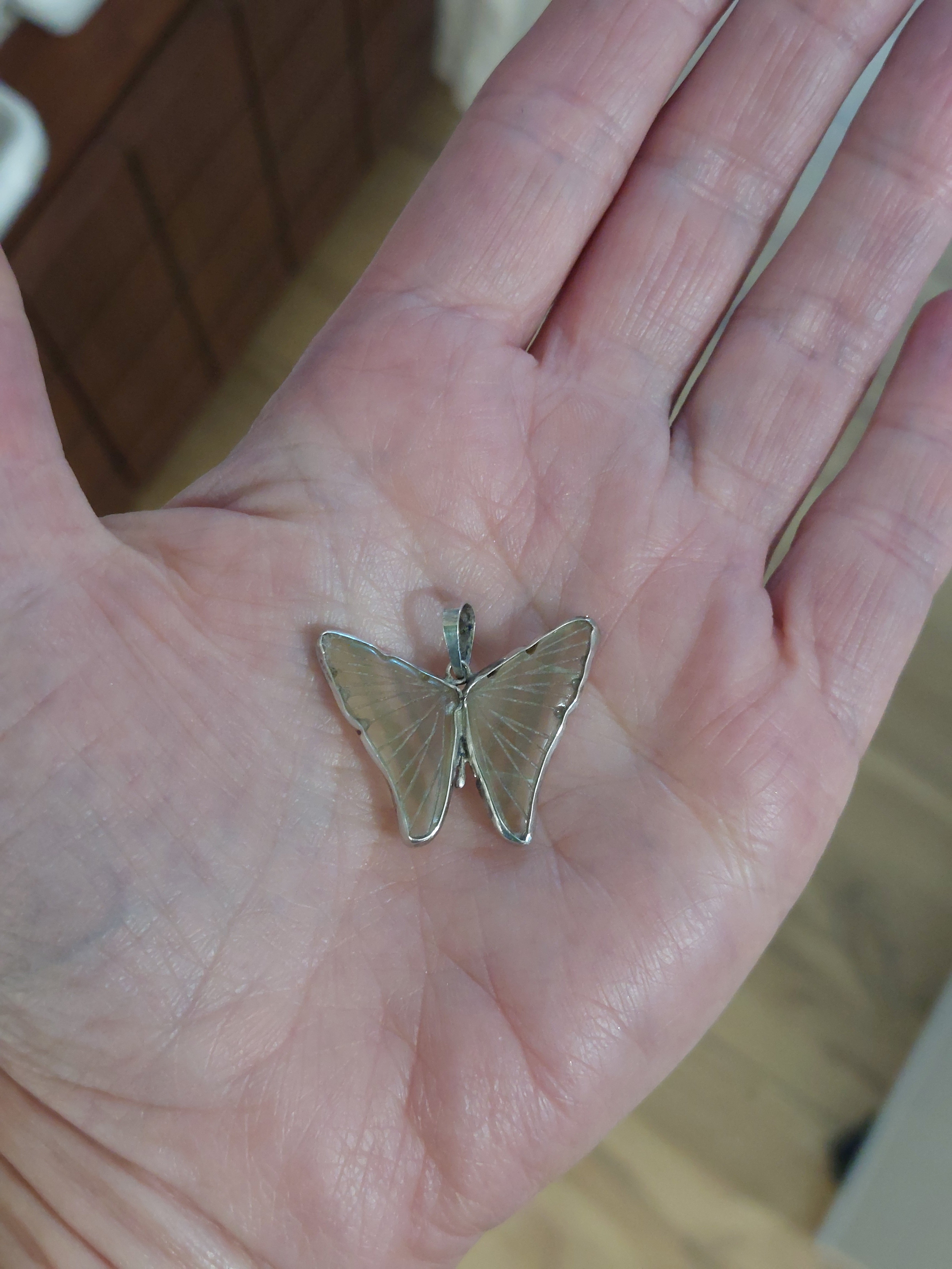 Fluorite Butterfly Pendant - 925 Sterling Silver