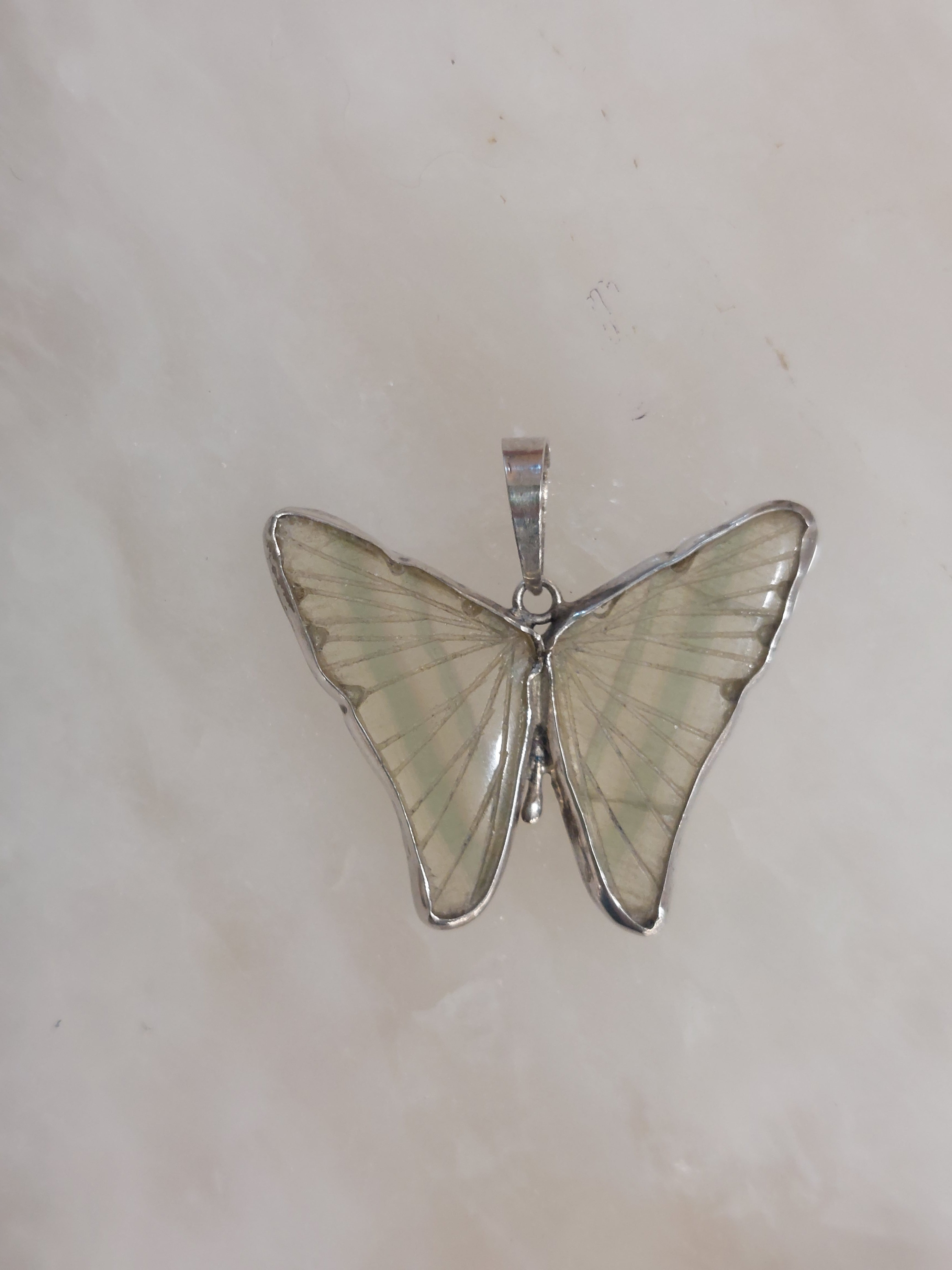 Fluorite Butterfly Pendant - 925 Sterling Silver