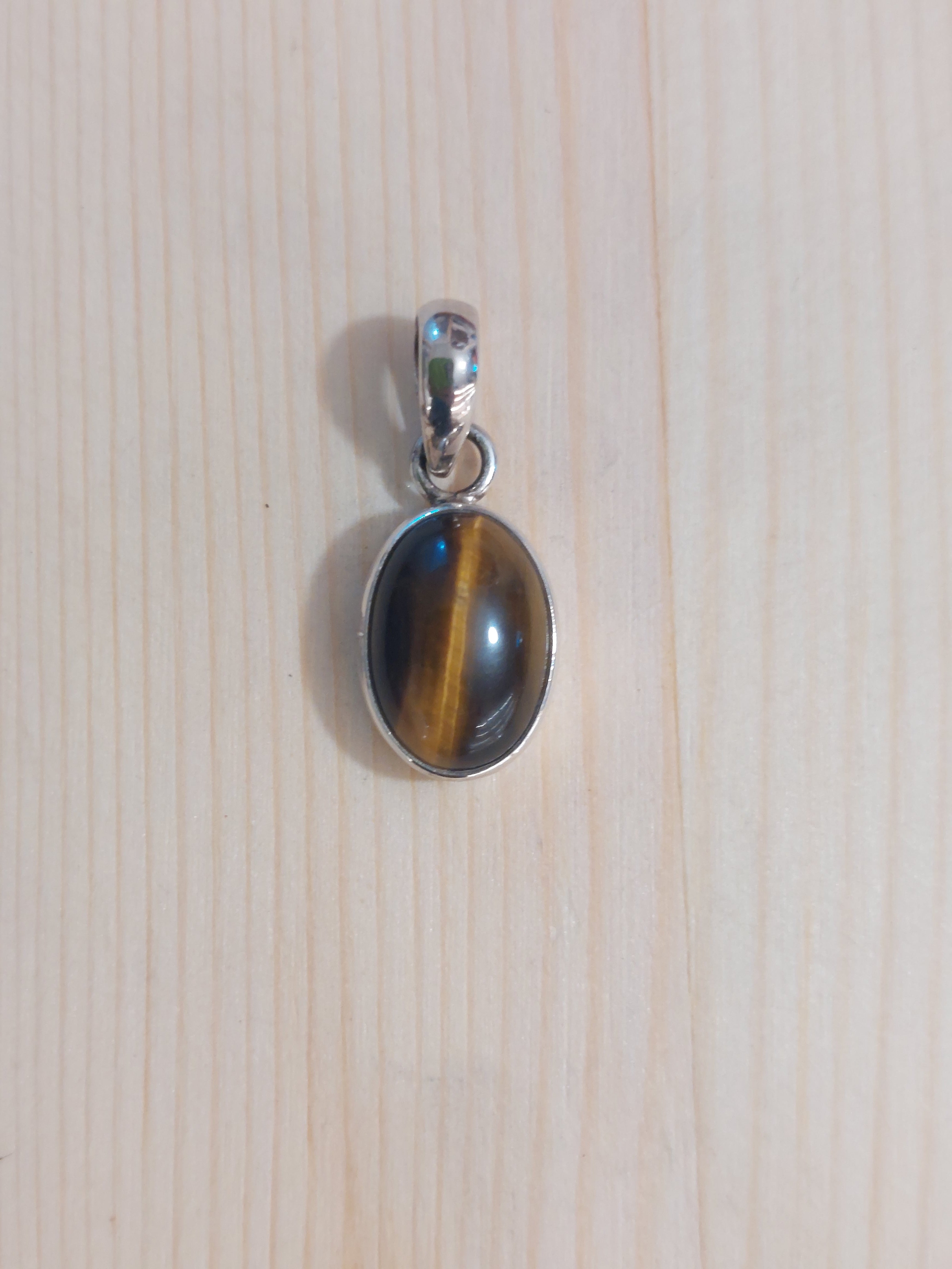 Tiger Eye Oval Pendant - 925 Sterling Silver