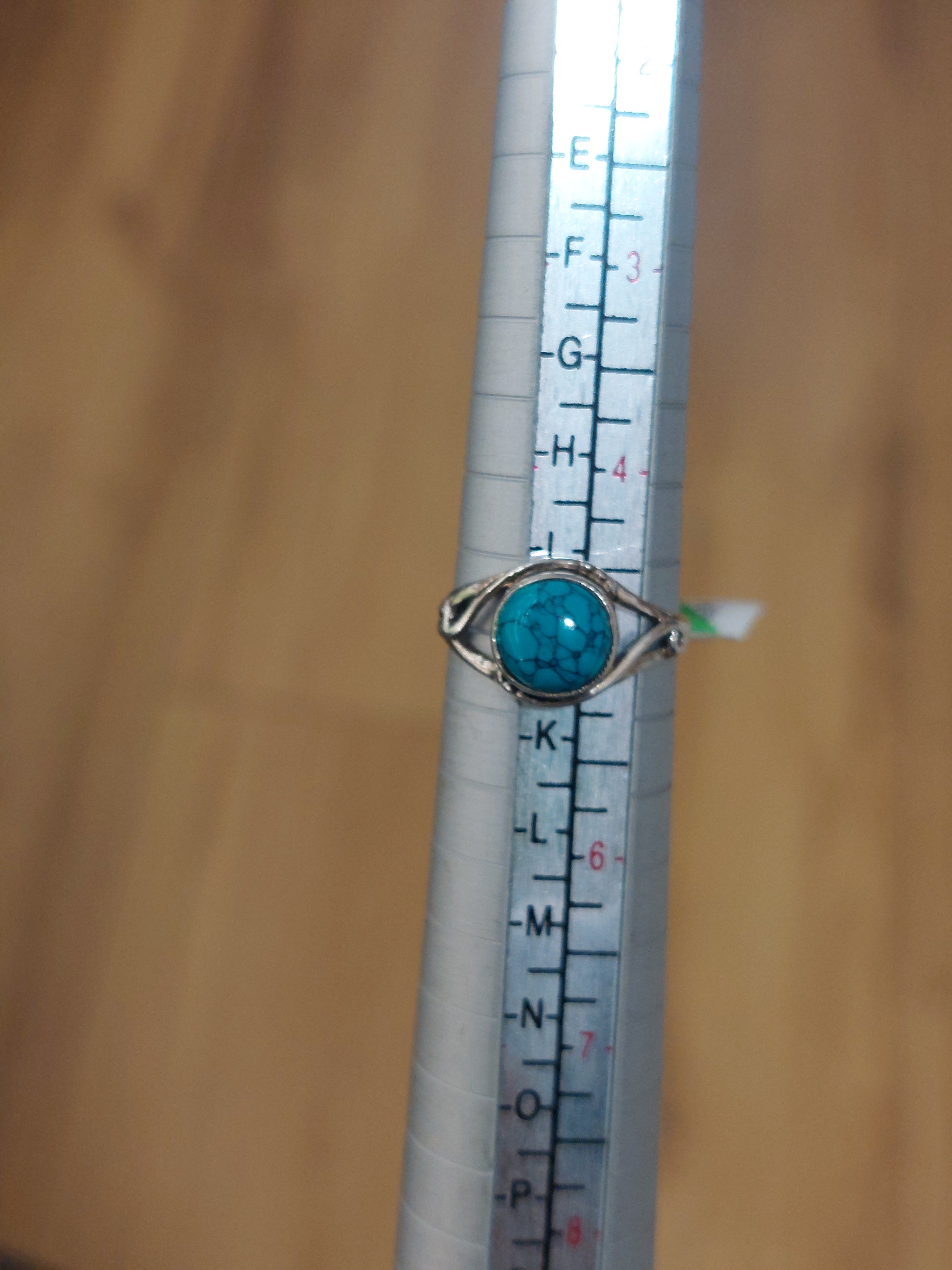 Turquoise Round Stone Ring - Size 5 - 925 Sterling Silver