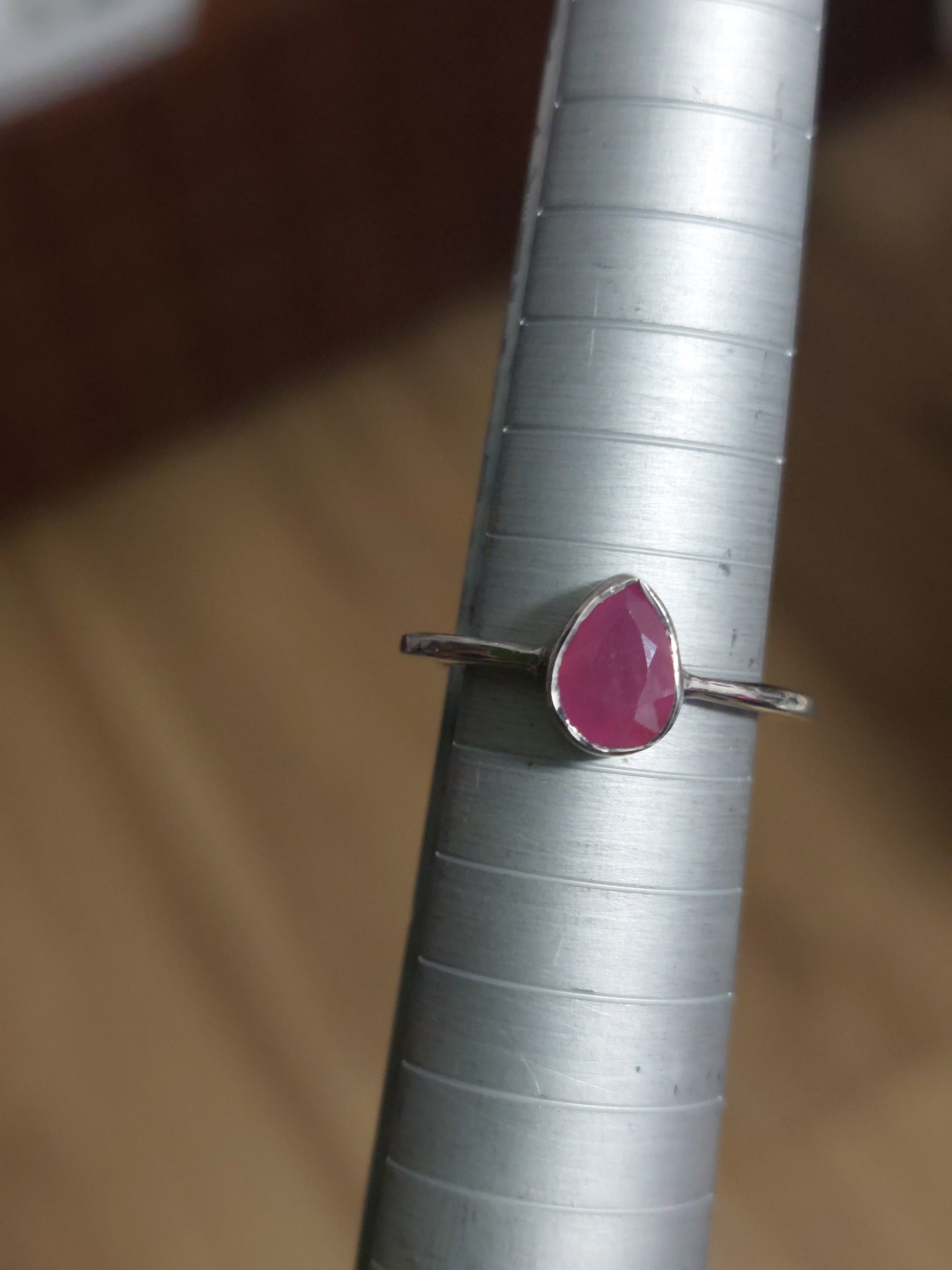 Ruby Faceted Teardrop Ring - Size 7.5