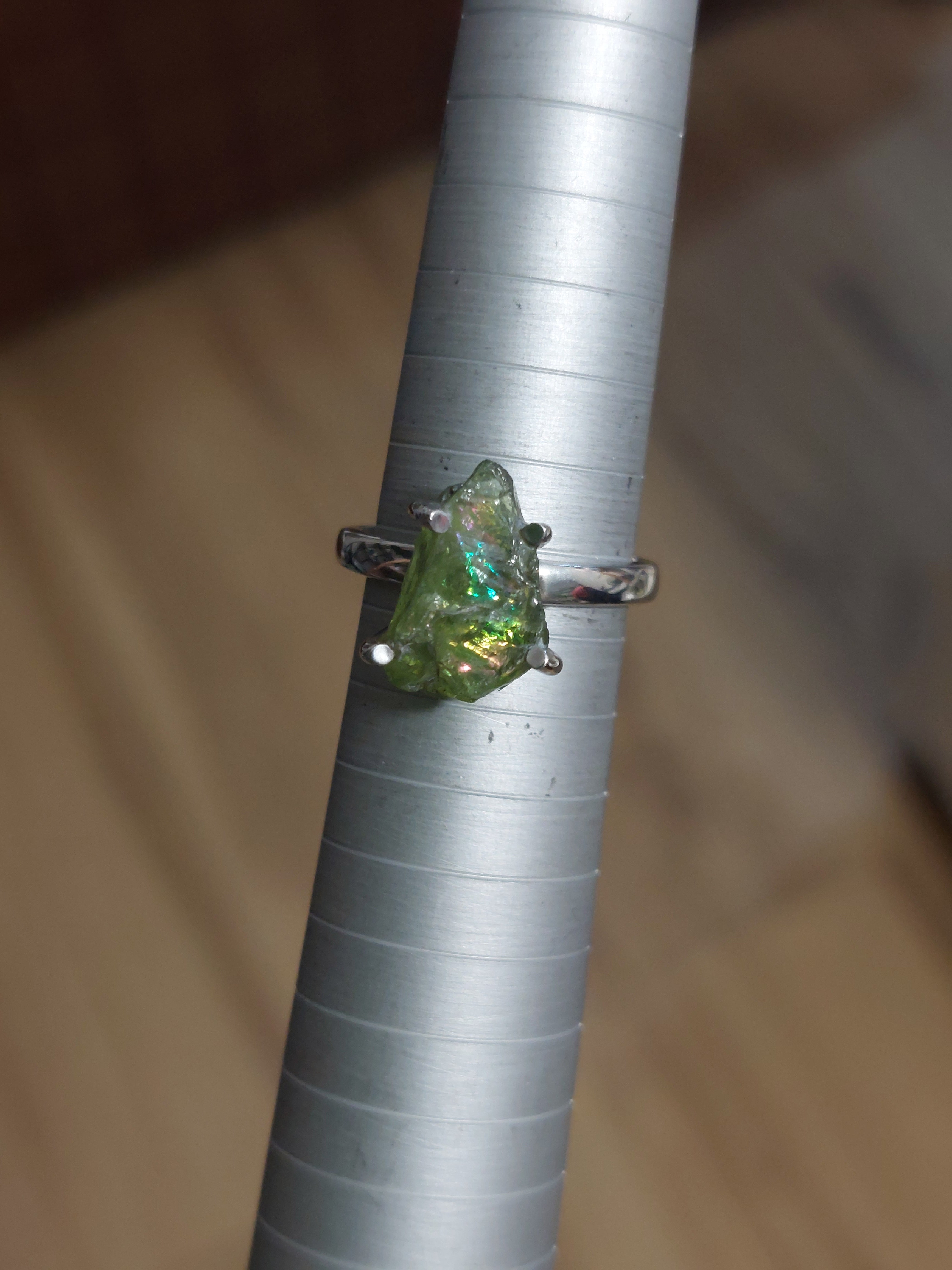 Natural Peridot Ring - Size 8 - 925 Sterling Silver