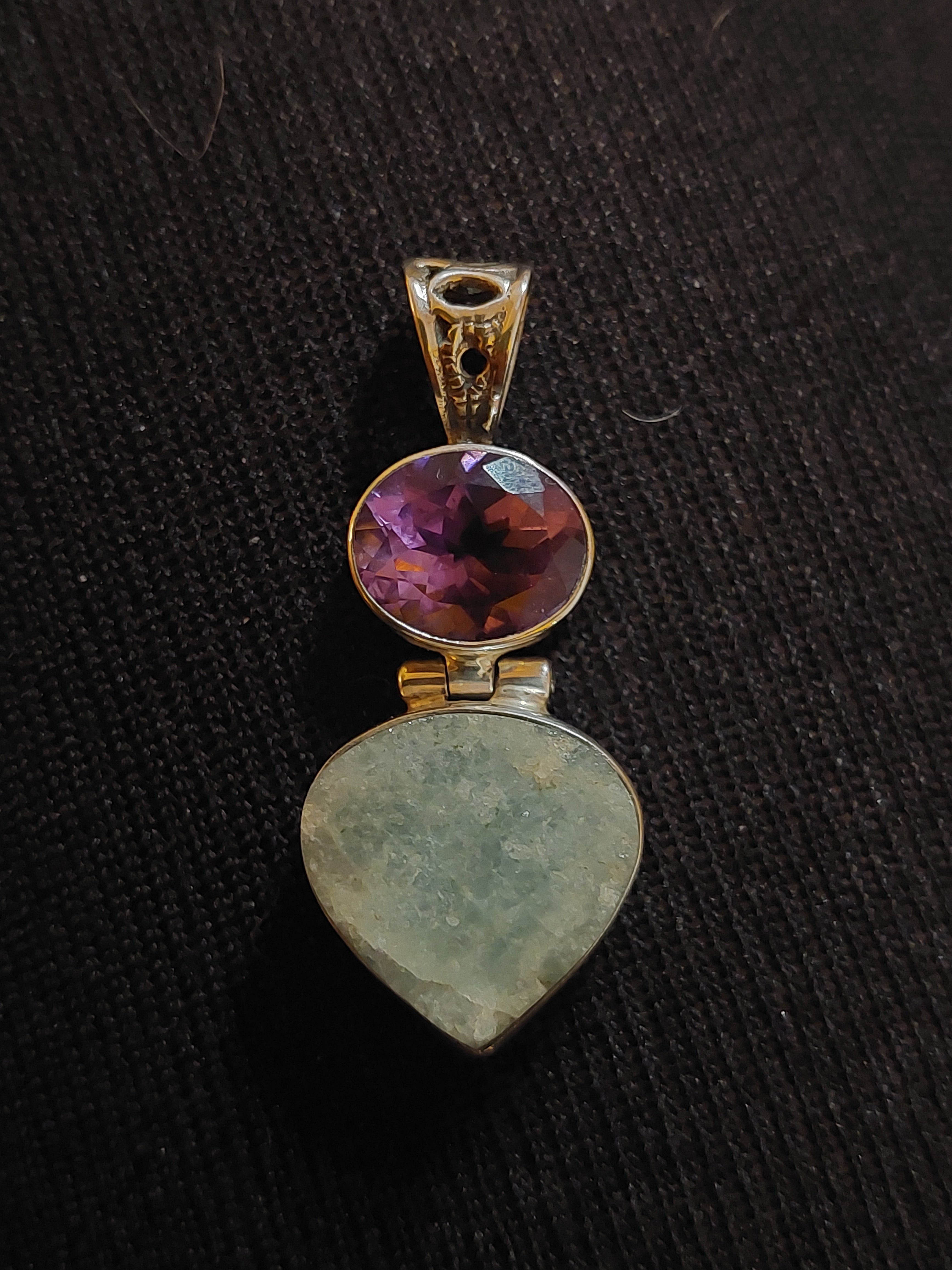 Aquamarine and Amethyst Pendant - 925 Sterling Silver