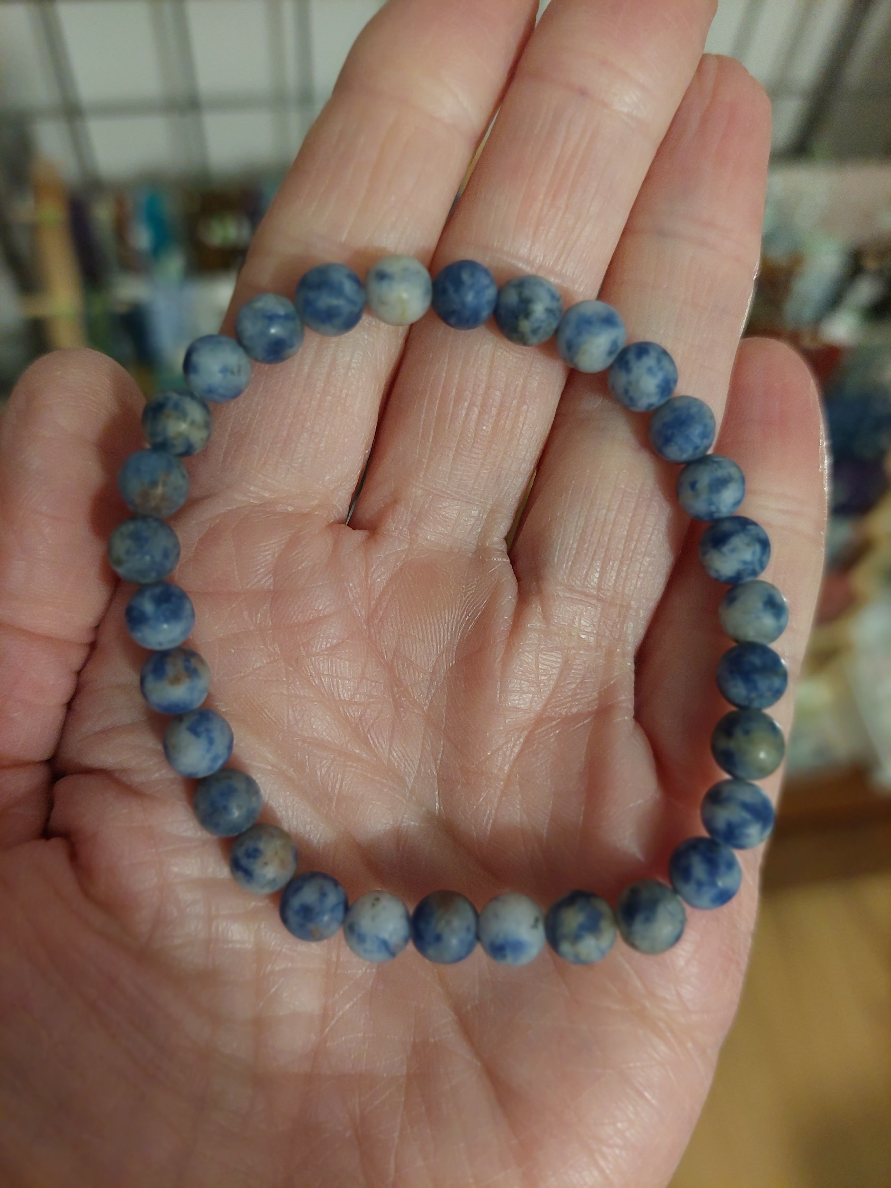 Sodalite Round Bead Frosted Matte Bracelet - 6mm Bead