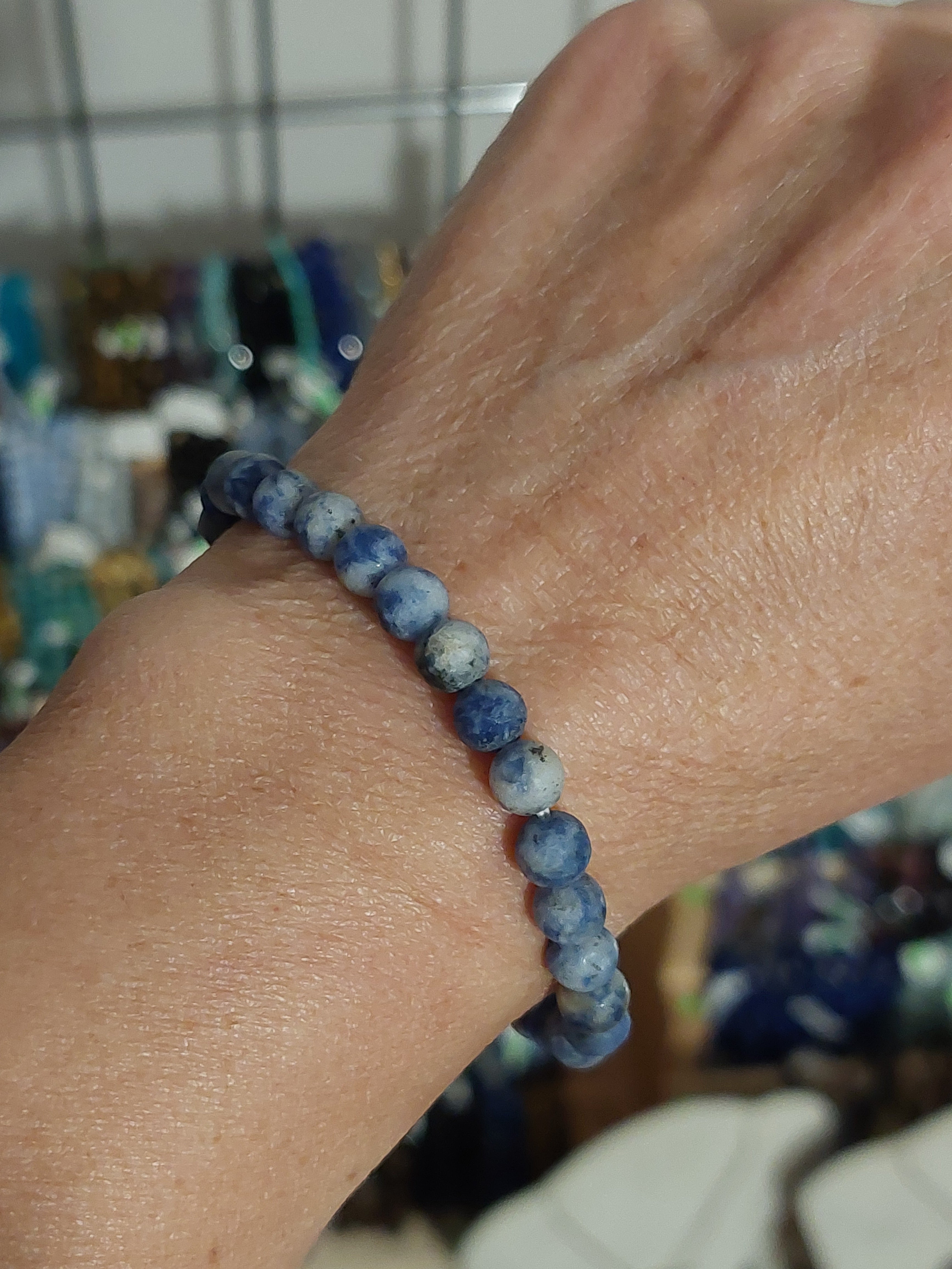 Sodalite Round Bead Frosted Matte Bracelet - 6mm Bead