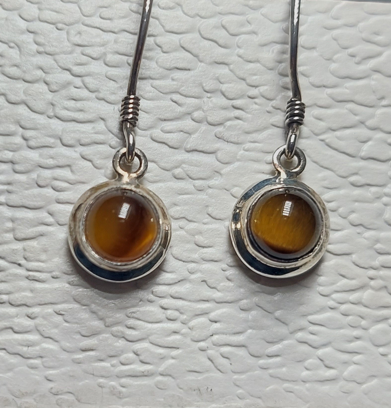 Tiger Eye Drop Earrings - 925 Sterling Silver