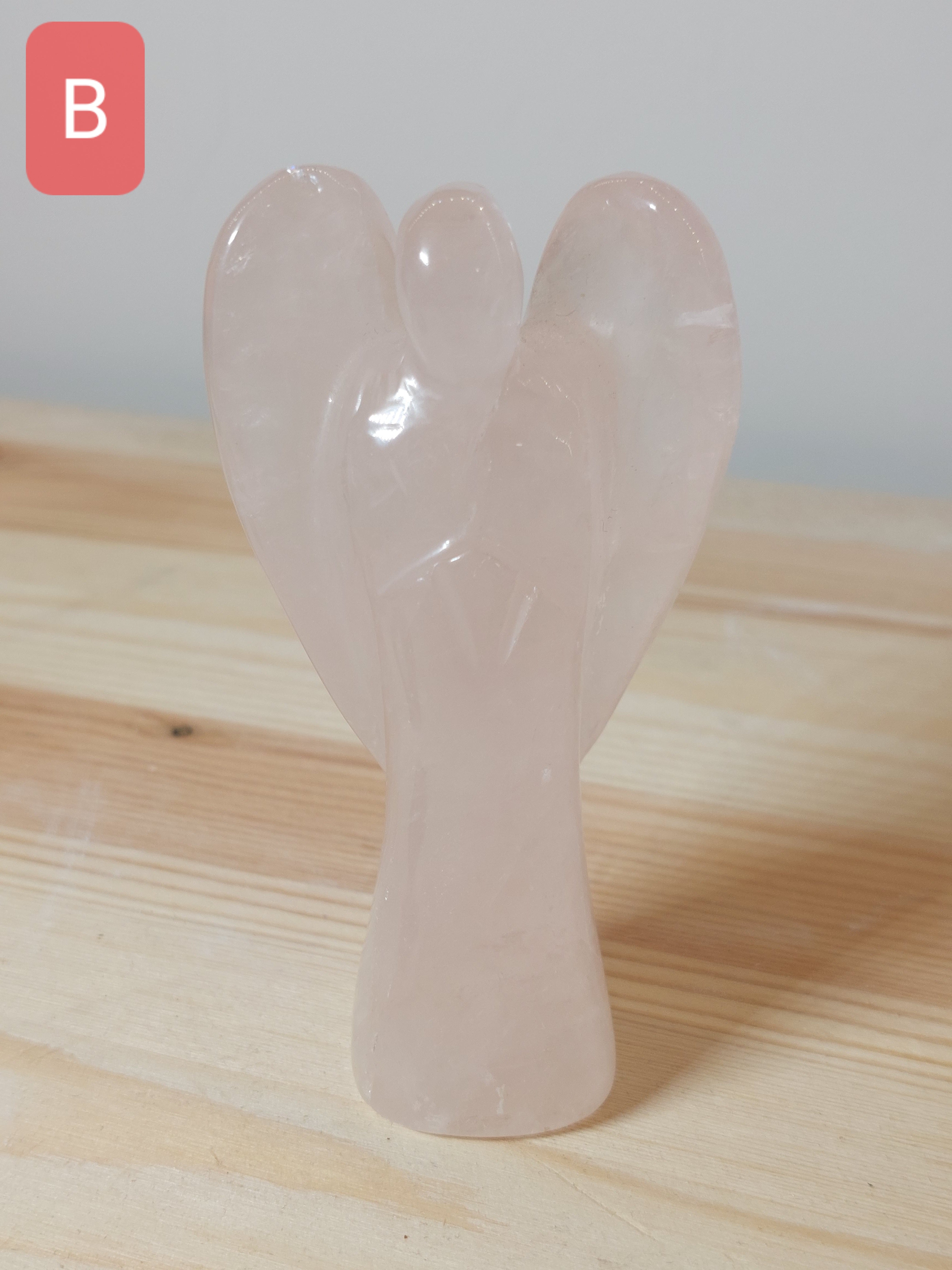 Hand Carved Rose Quartz Angel - 9.5cm