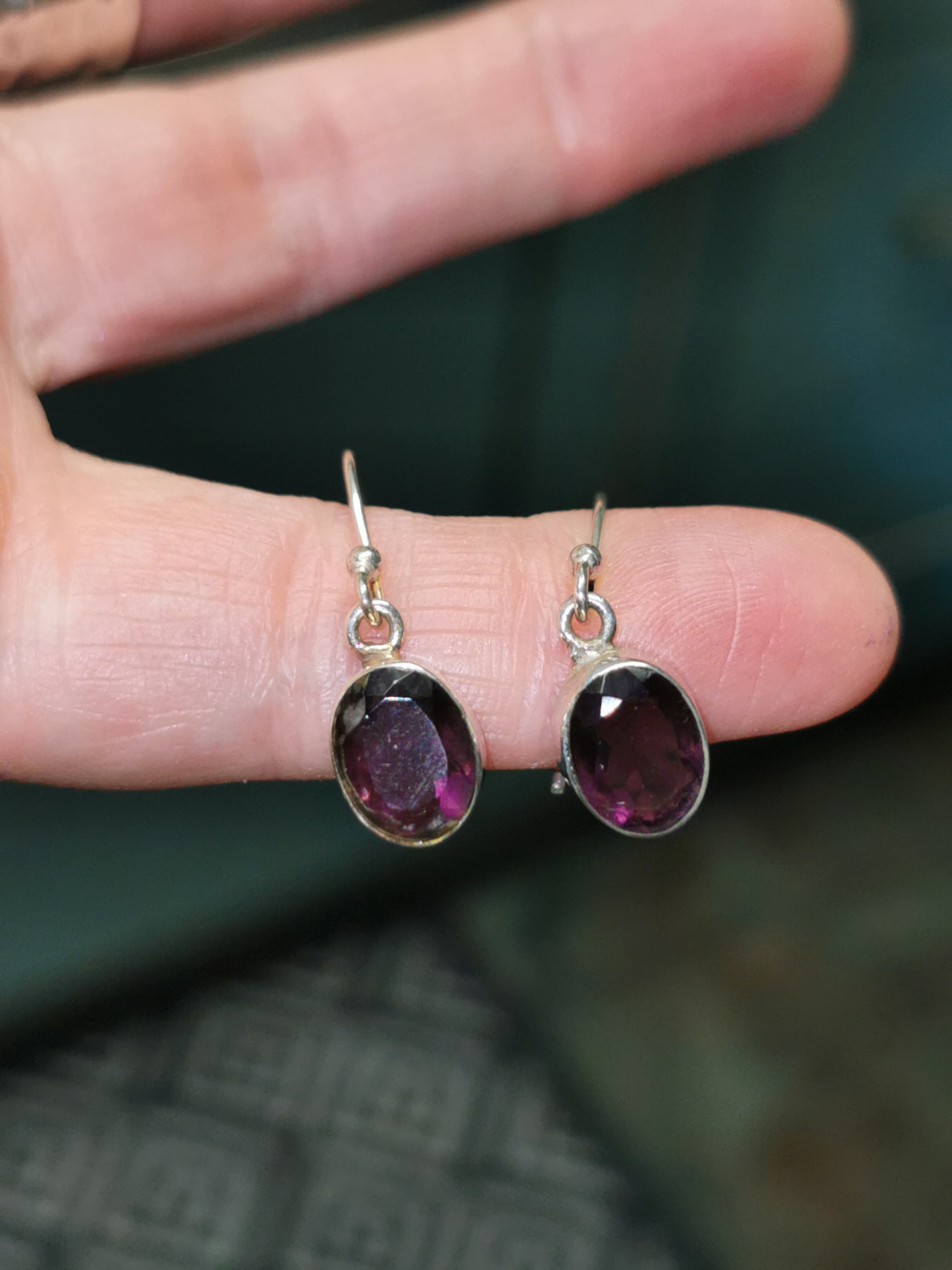 Amethyst Small Oval Drop Earrings - 925 Sterling Silver