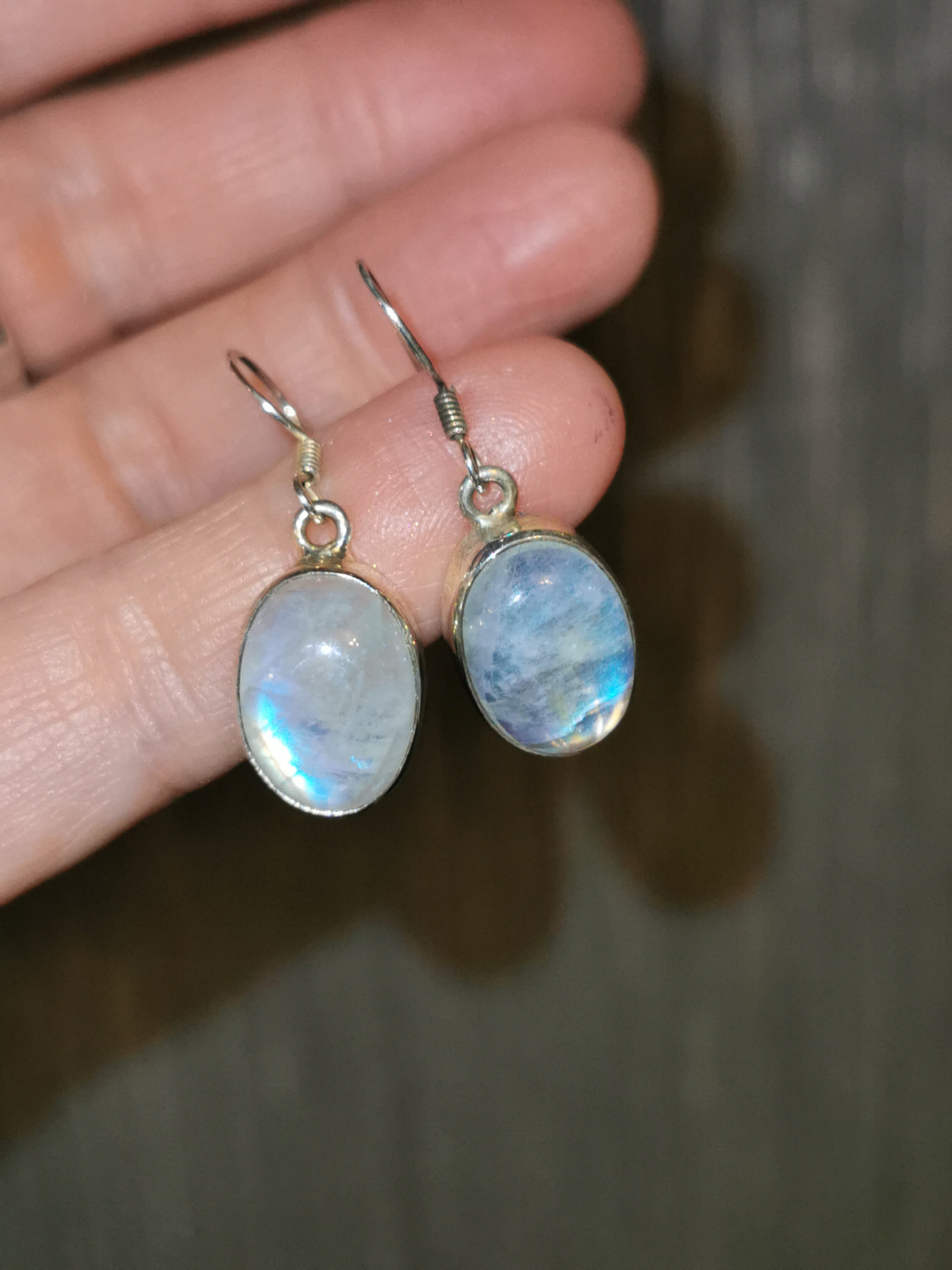 Labradorite Oval Drop Earrings