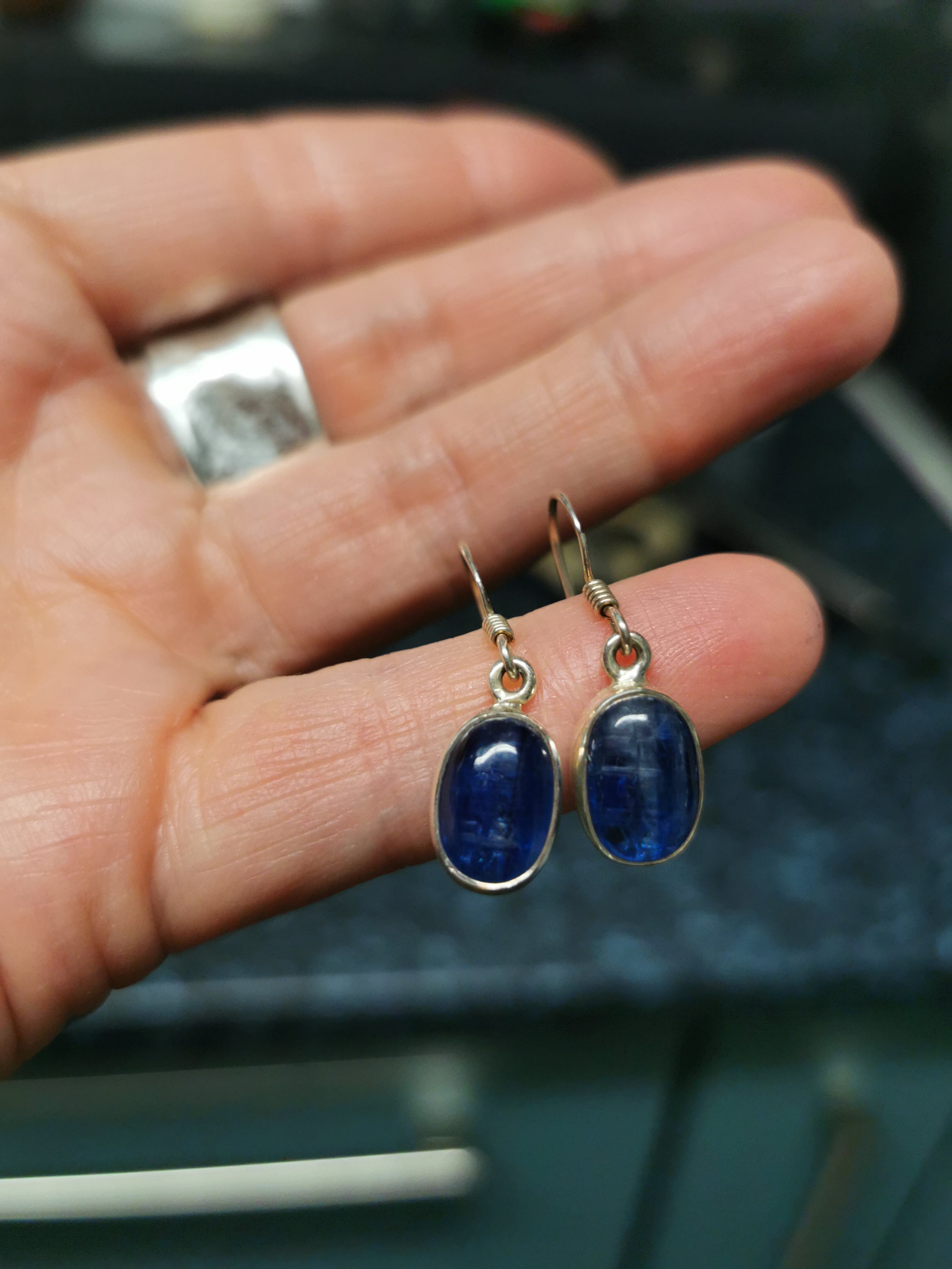 Kyanite Small Oval Drop Earrings