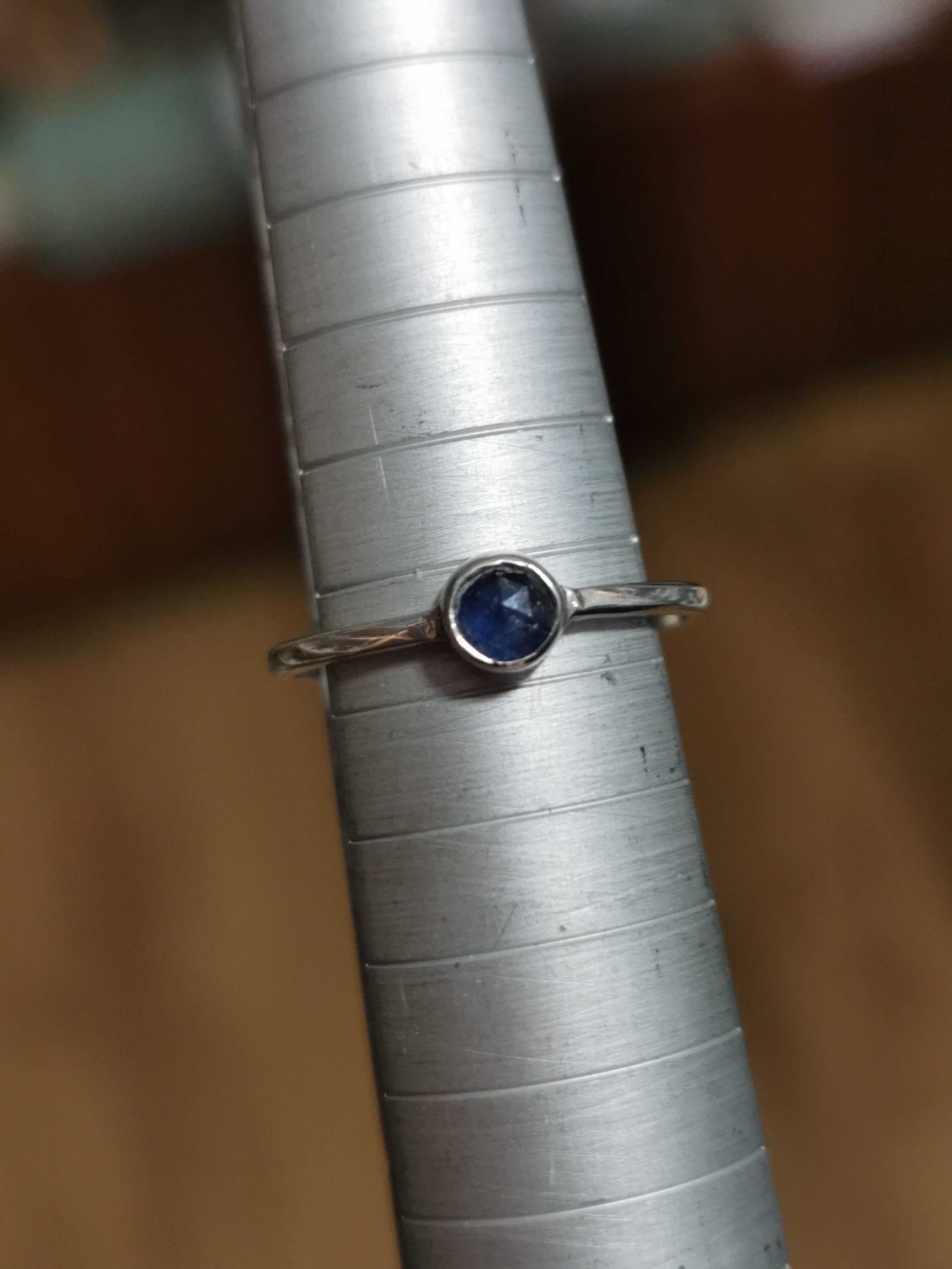 Sapphire Round Stone Ring - Size 6.5 - 925 Sterling Silver