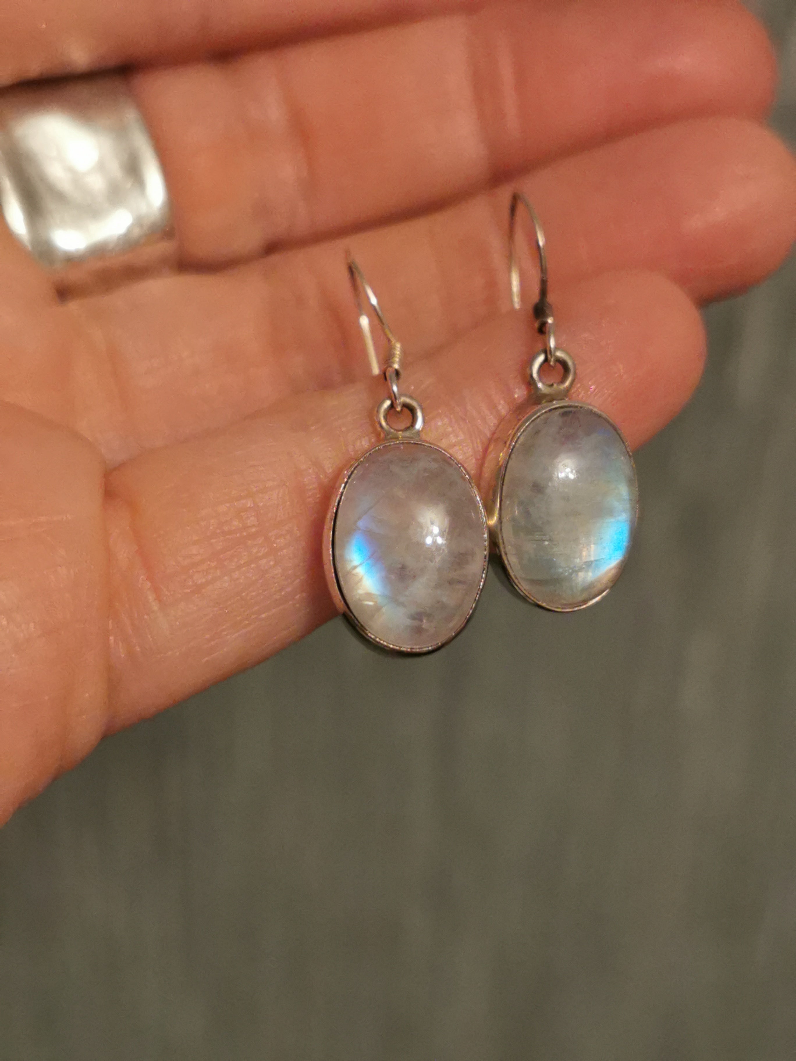 Labradorite Oval Drop Earrings