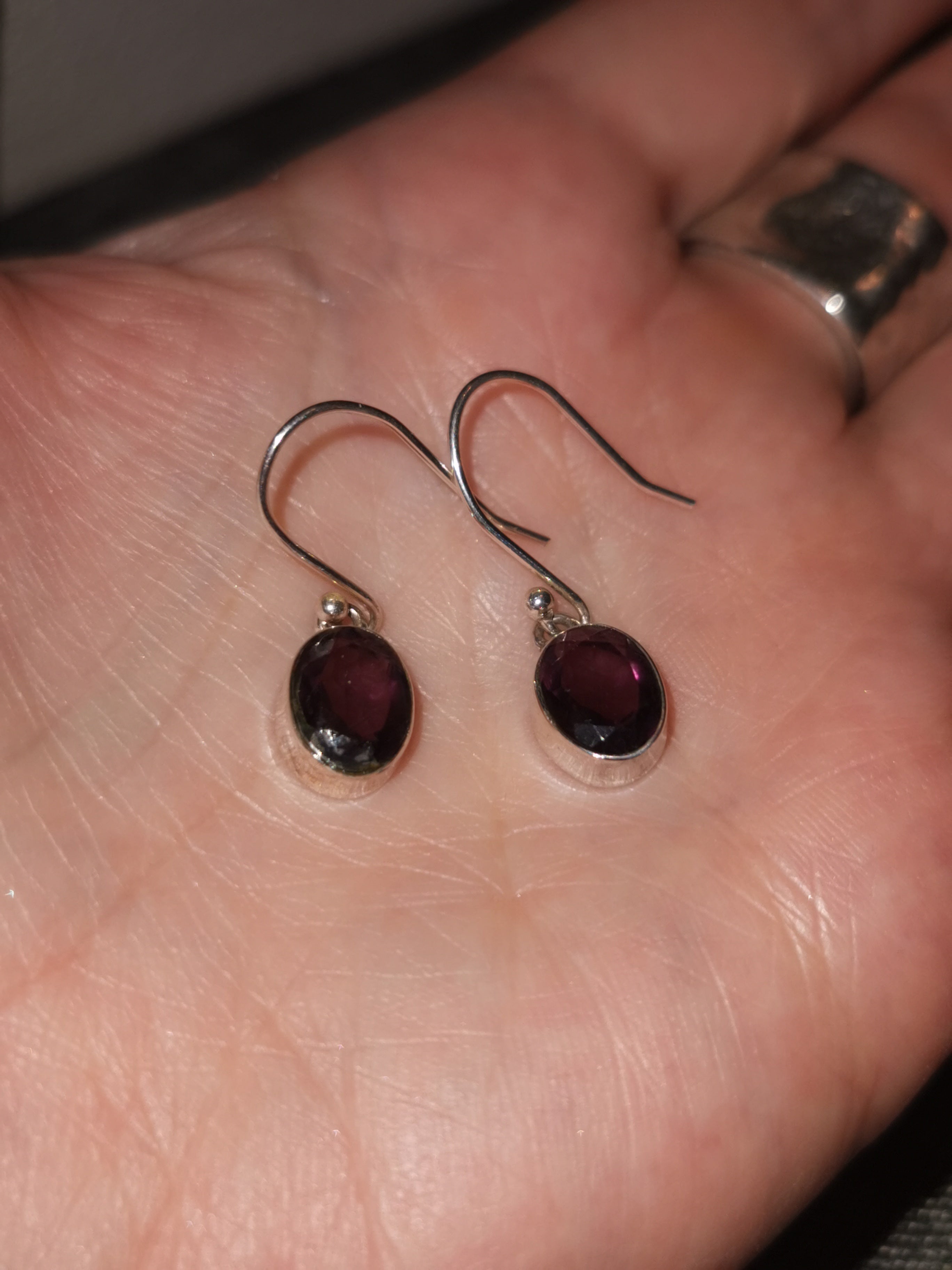 Amethyst Small Oval Drop Earrings - 925 Sterling Silver