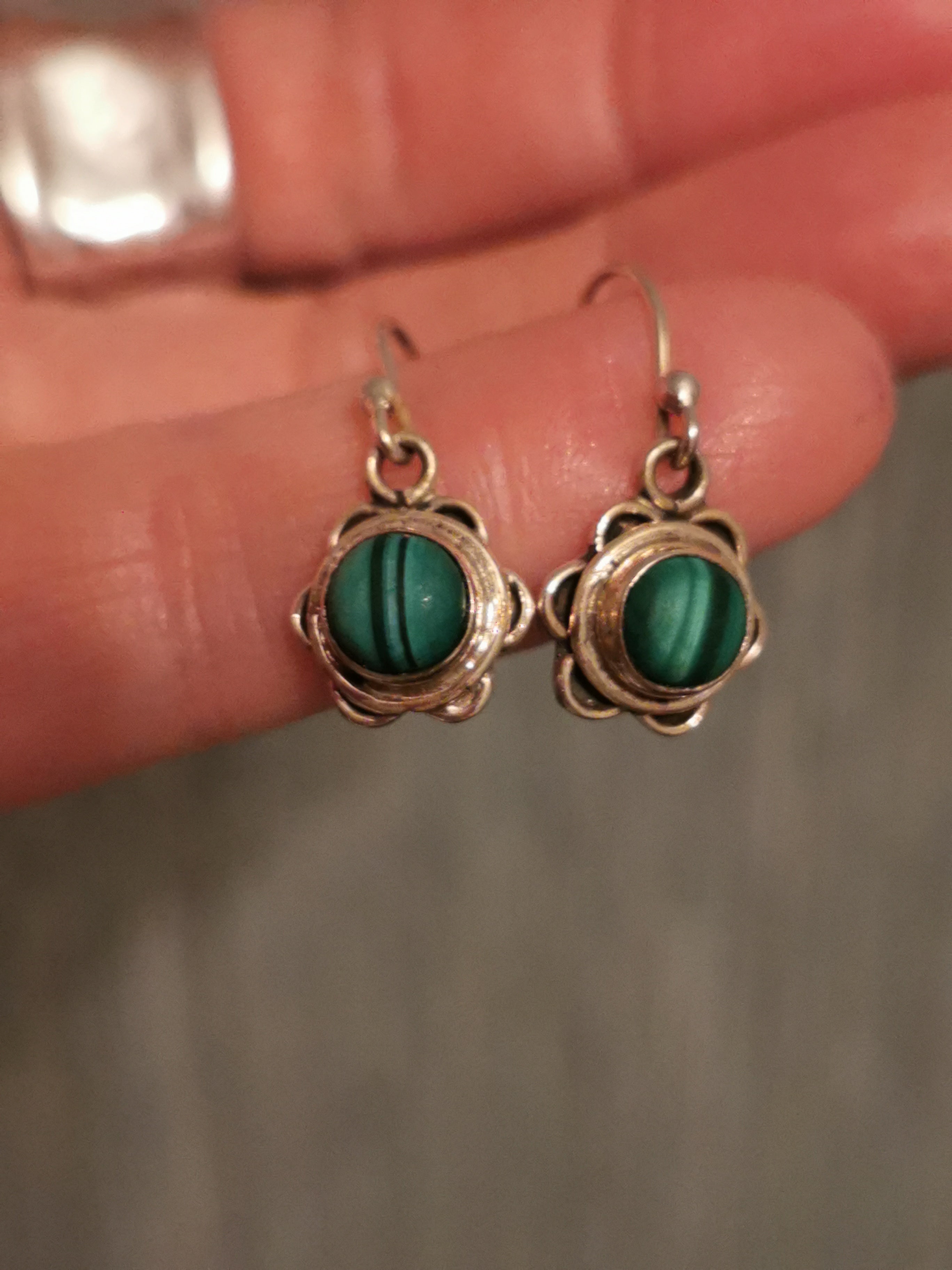 Malachite Flower Drop Earrings