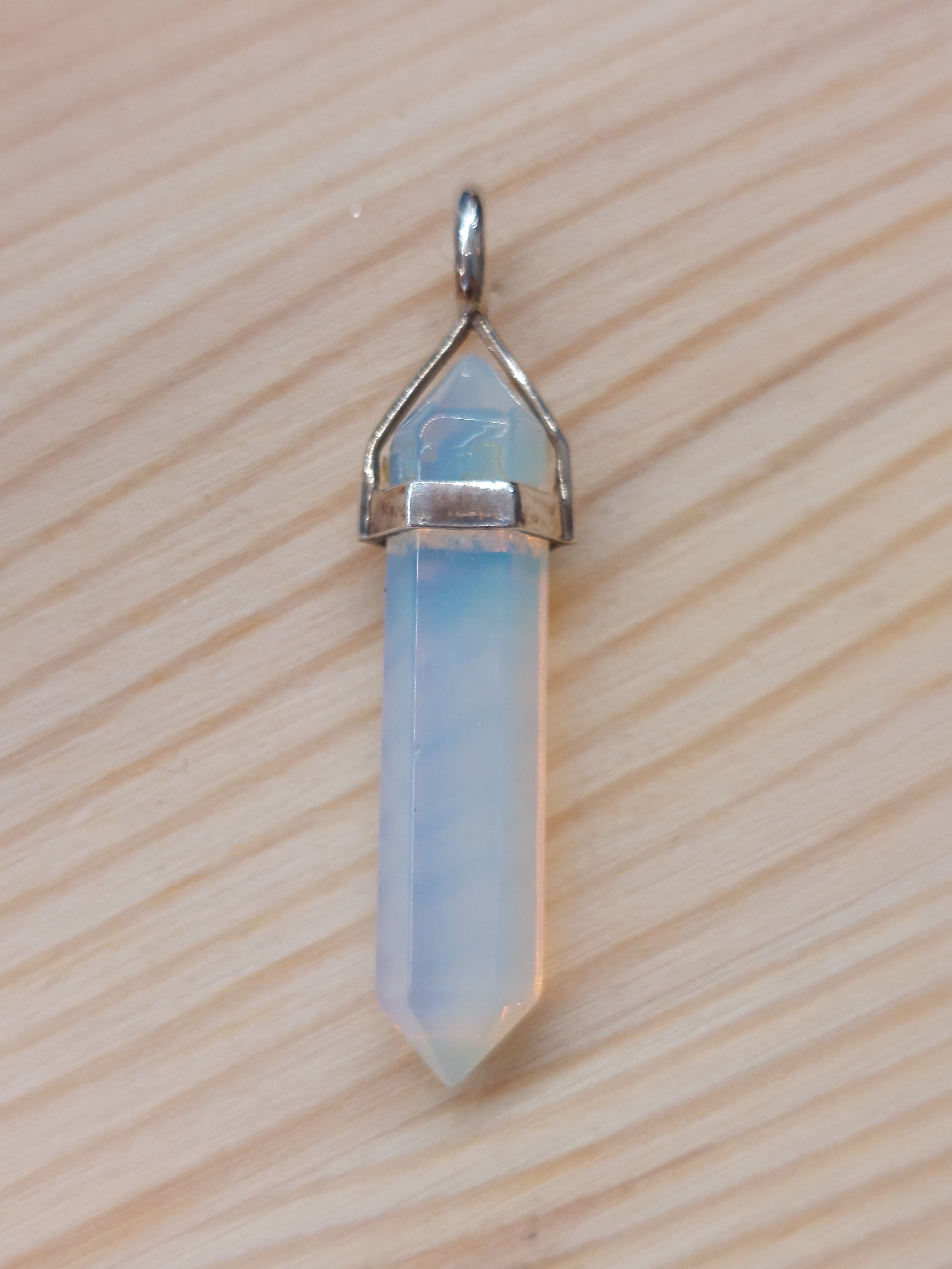 Opalite Double Terminated Point Pendant - 3.5cm - 925 Sterling Silver
