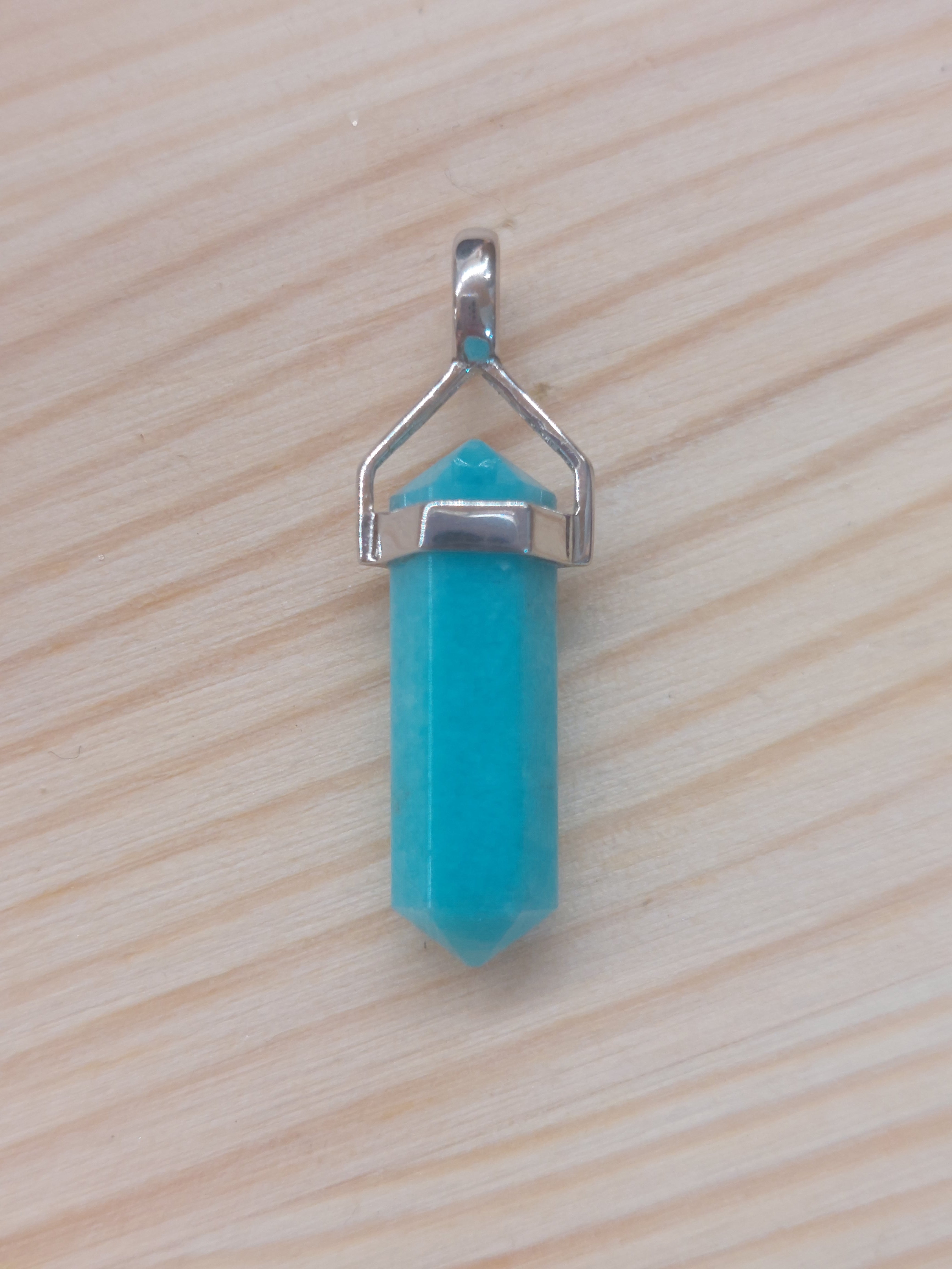 Amazonite Double Terminated Point Pendant - 2cm - 925 Sterling Silver