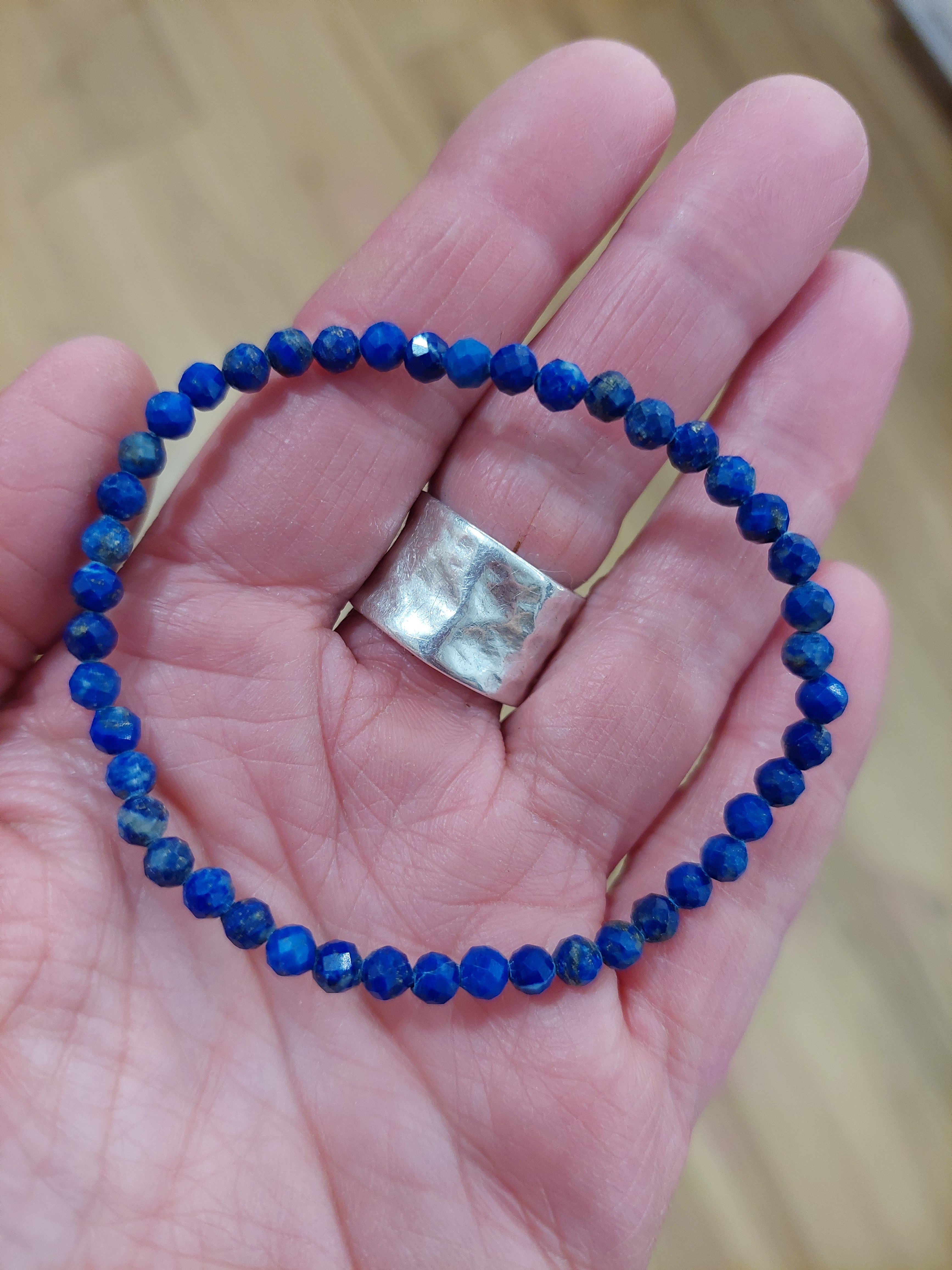 Lapis Lazuli Faceted Bead Bracelet - 4mm Bead