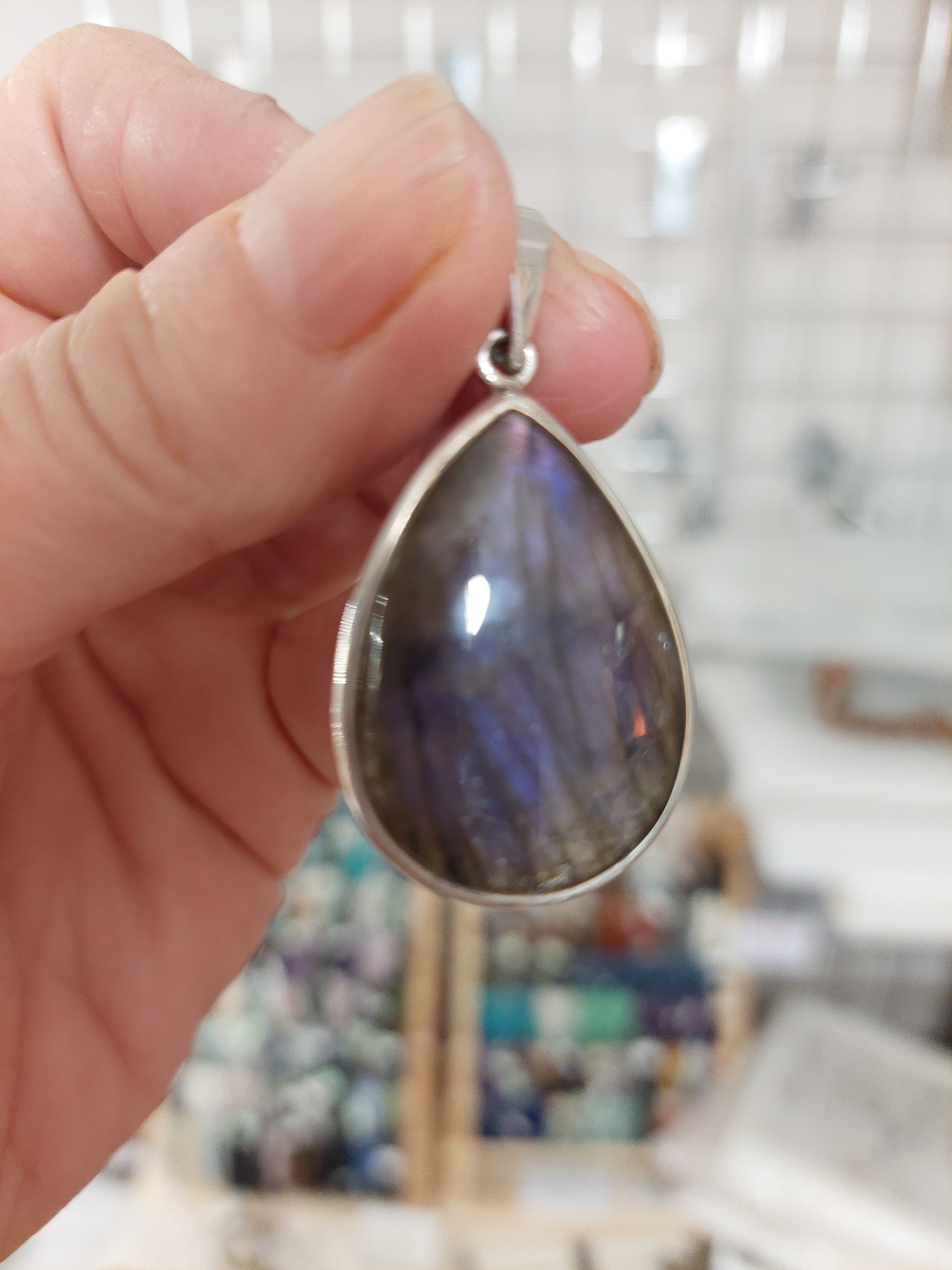 Purple Labradorite Teardrop Pendant - 925 Sterling Silver