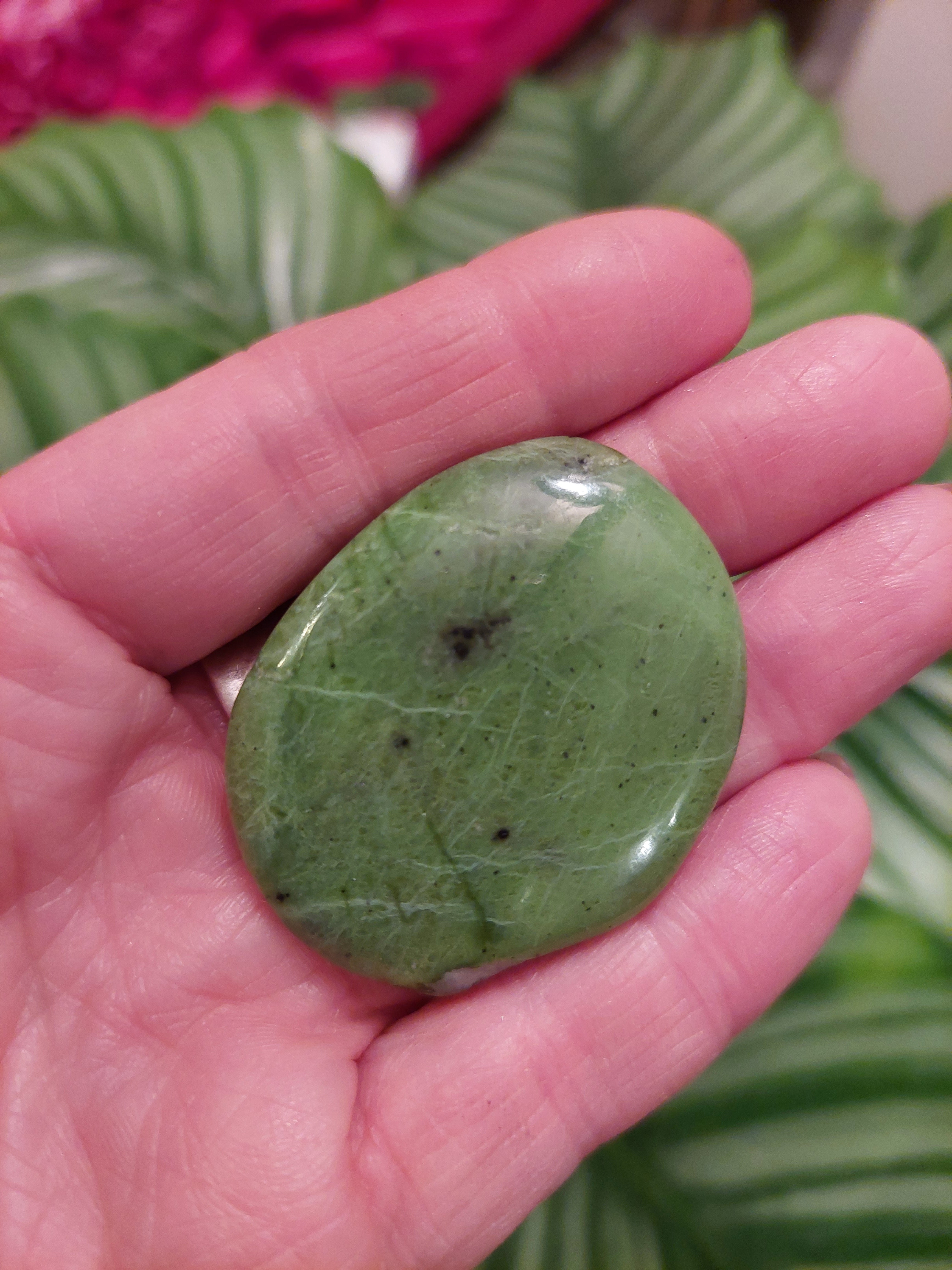 Nephrite Jade Flat Palm Stone